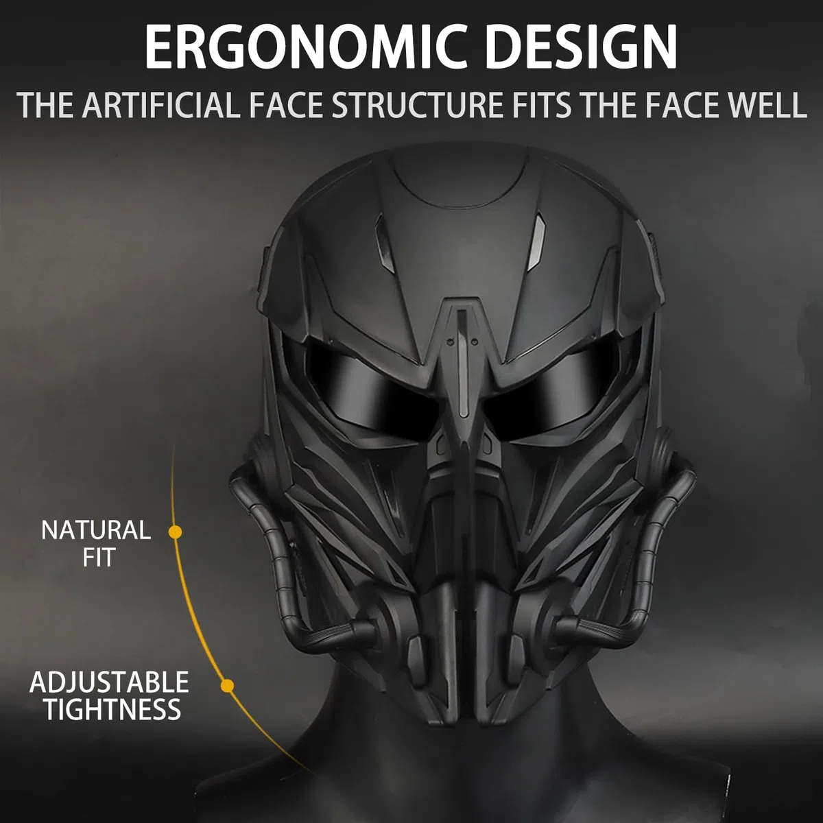 Maschera Airsoft Maschera integrale Alien Cosplay con occhiali per Halloween Cosplay Movie Props Paintball CS Gioco