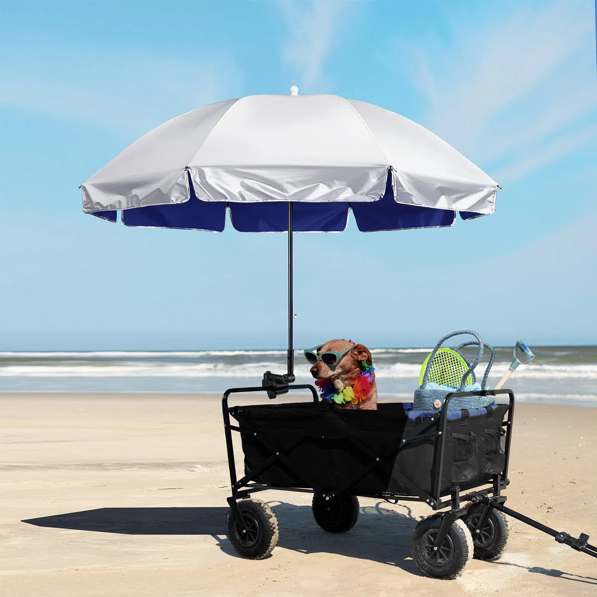 G4Free Ombrello universale con morsetto per ombrellone regolabile da 155 cm per esterni e sedie a rotelle, per sedie a rotelle, sedie da spiaggia e carrello da golf