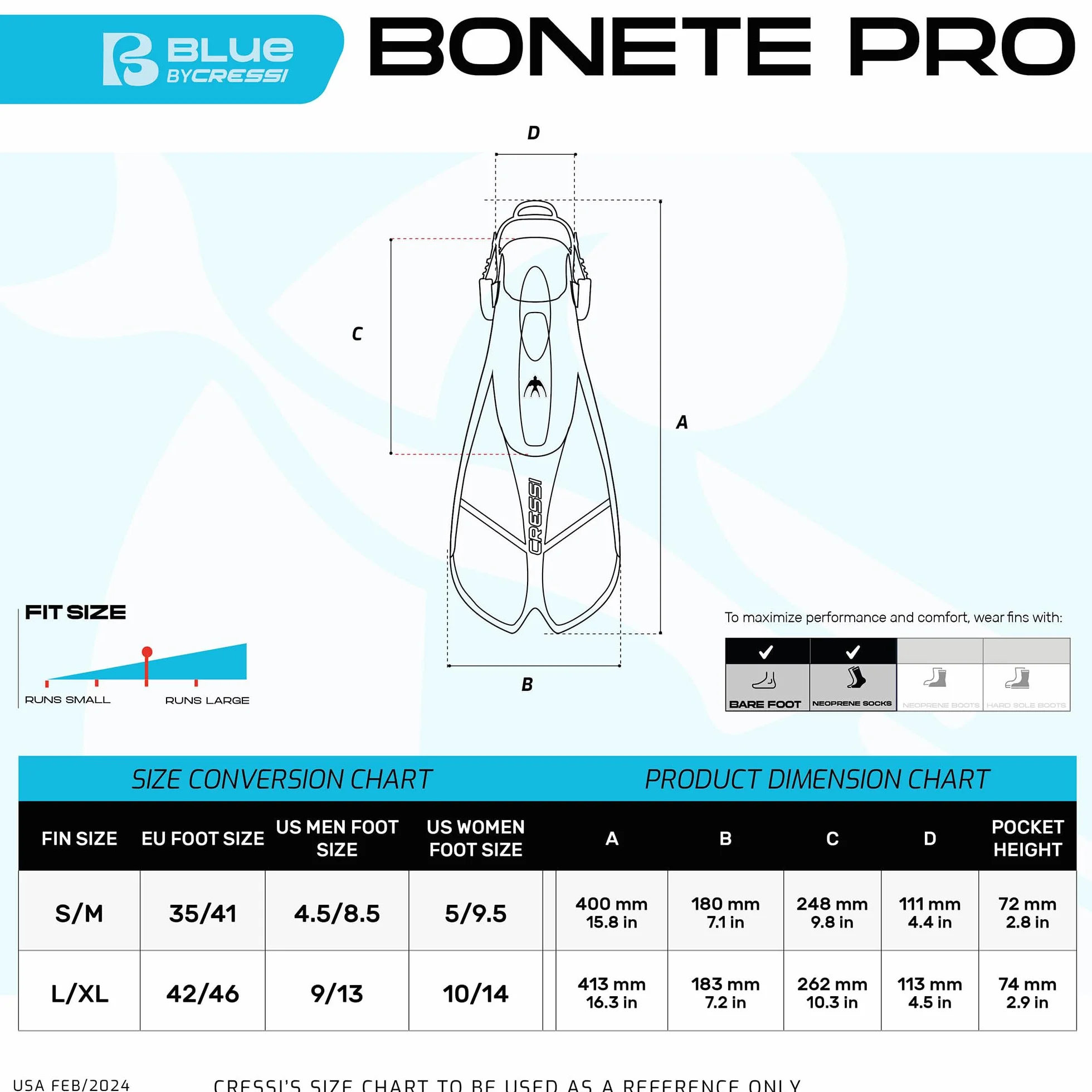 Cressi Fins Bonete Pinne da Nuoto Corte Regolabili per Adulti Fibbie Ultra Resistenti Leggere