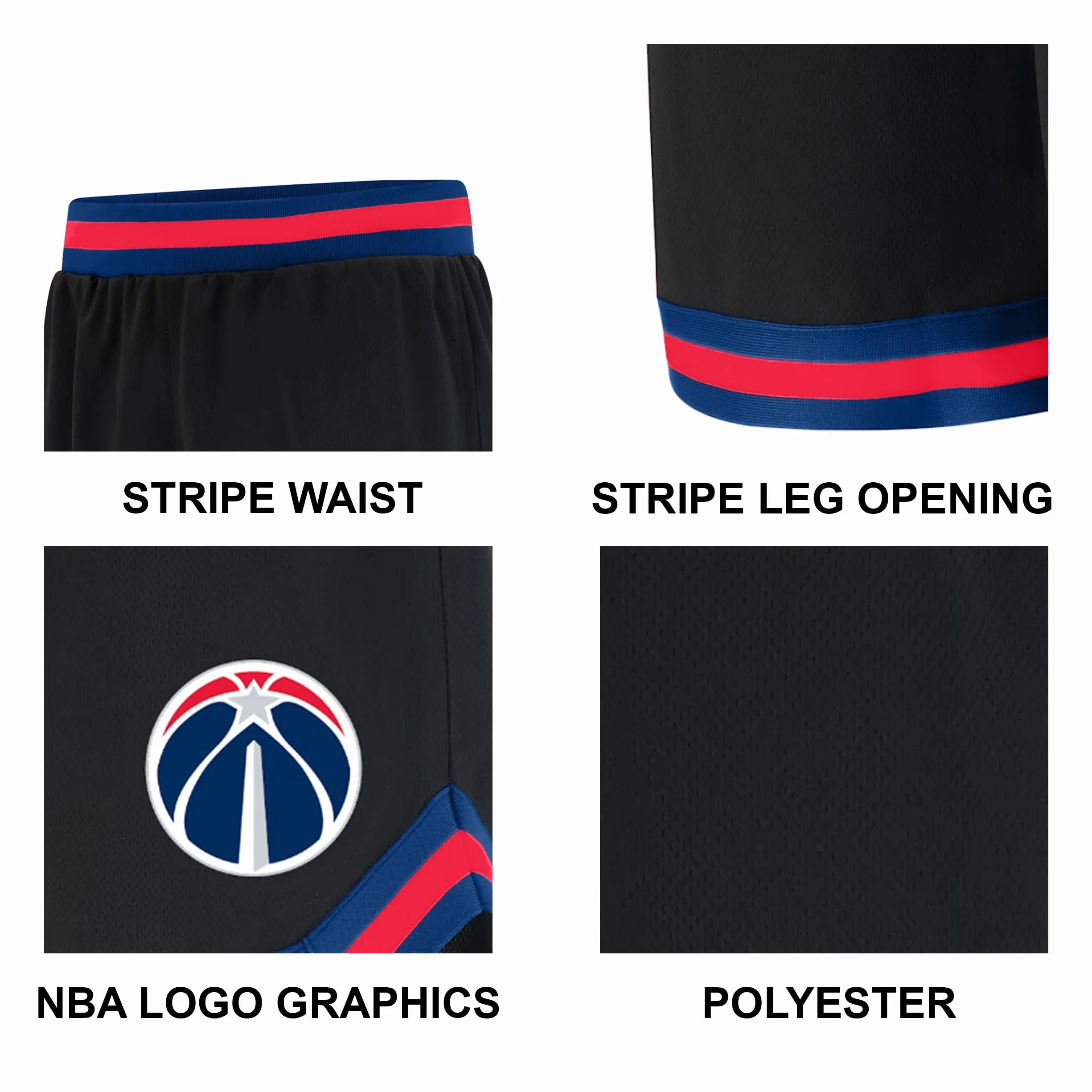UNK NBA Ultra Game GSM3547F Woven Team Logo Poly Mesh Basket Shorts Nero Large
