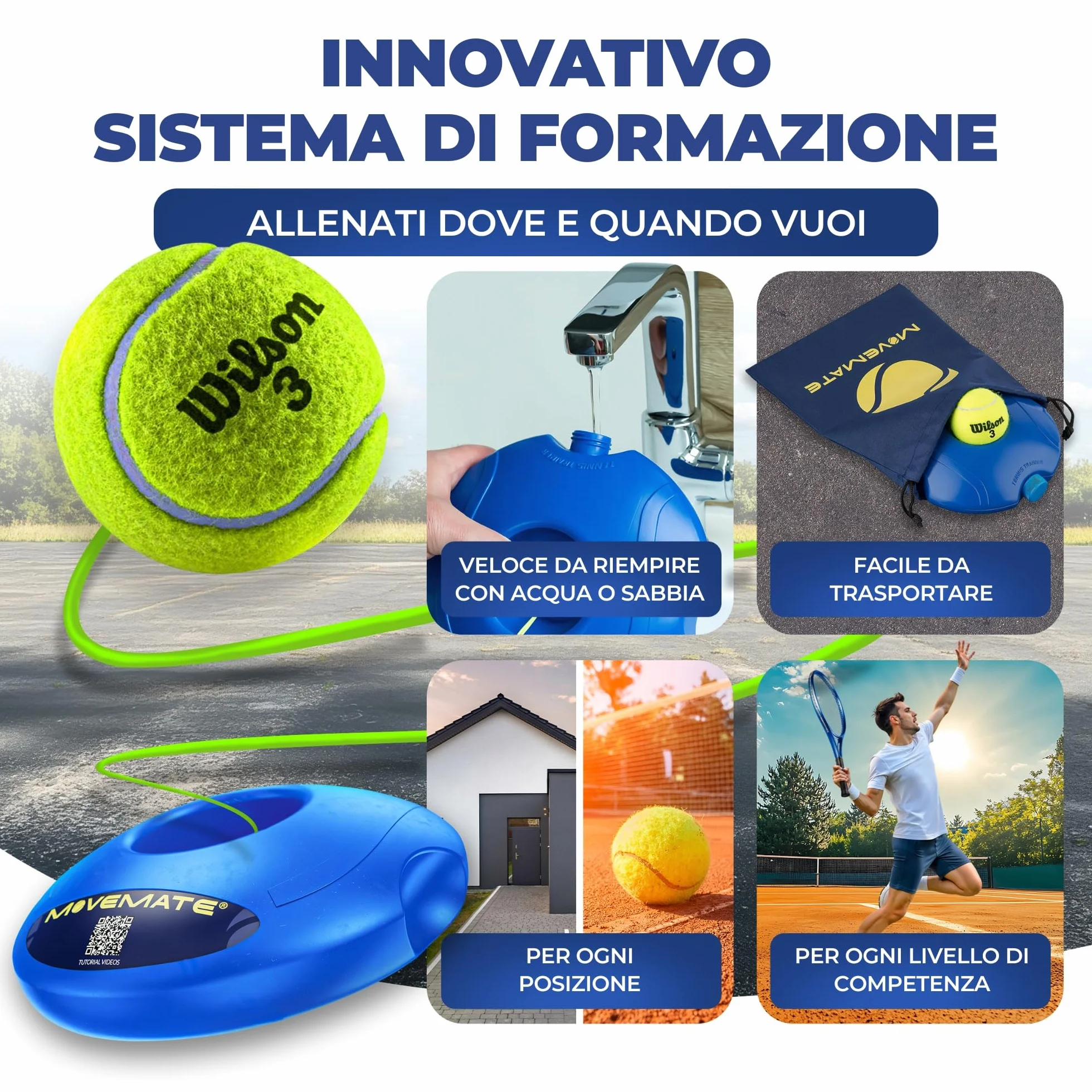 MOVEMATE Dispositivo di Allenamento Tennis/Padel con Pallina Wilson®