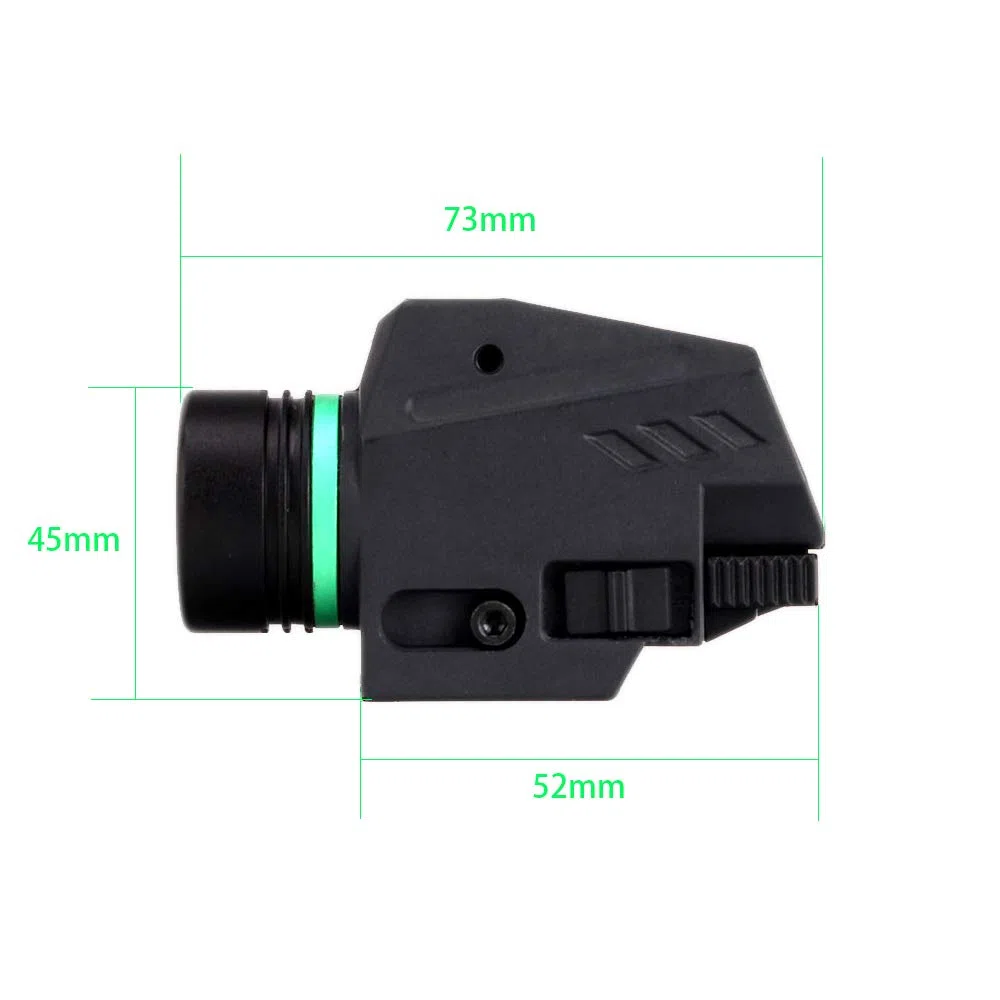 Torcia LED tattica Mirino laser verde per mini binario da 20 mm Mini Glock Pistola per pistola Lanterna Airsoft Light (Laser verde)