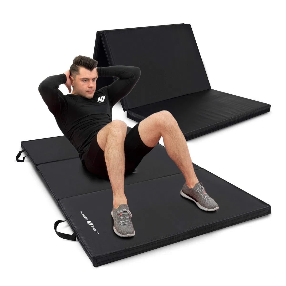 Marbo Sport Tappetino pieghevole stabile con chiusura a strappo 180 x 90 x 5 cm nero