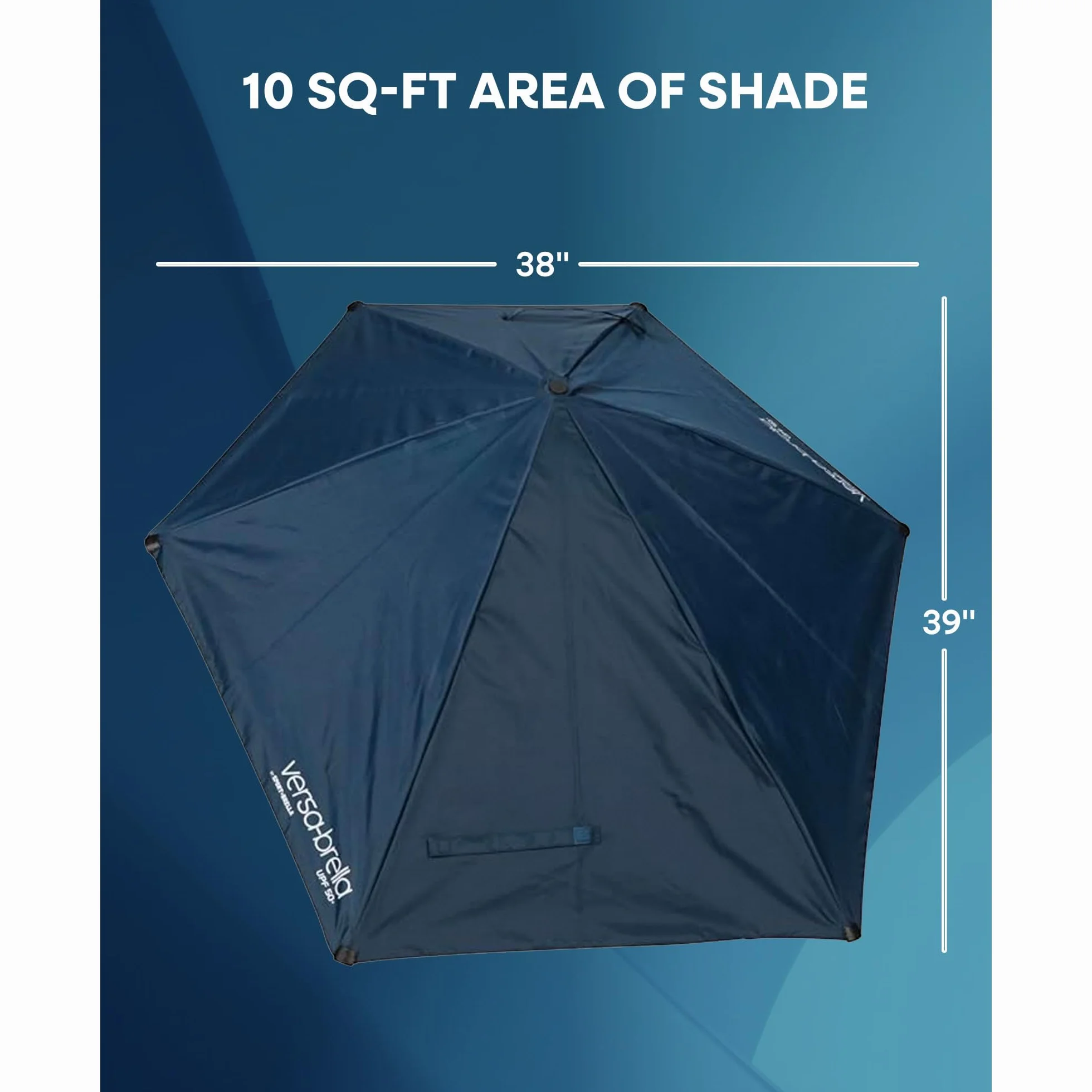 Sport-Brella Versa-Brella Ombrello - Riflette Calore e Garantisce Protezione Solare UPF 50+, Clip di Fissaggio a Quasi Qualsiasi Superficie, Monta su Sedie, Tribune, Borse da Golf e Altro