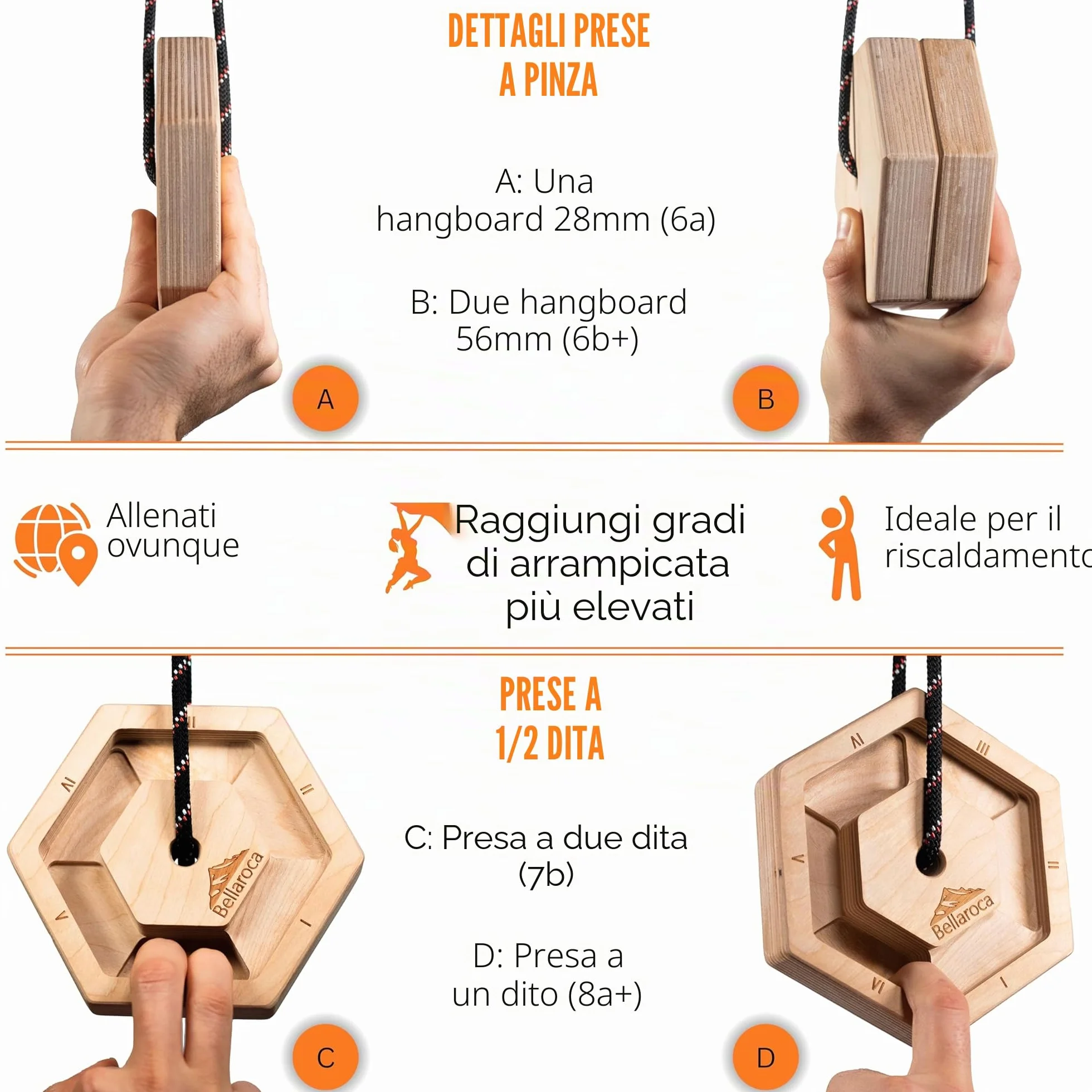 Bellaroca Hangboard Arrampicata Portatile