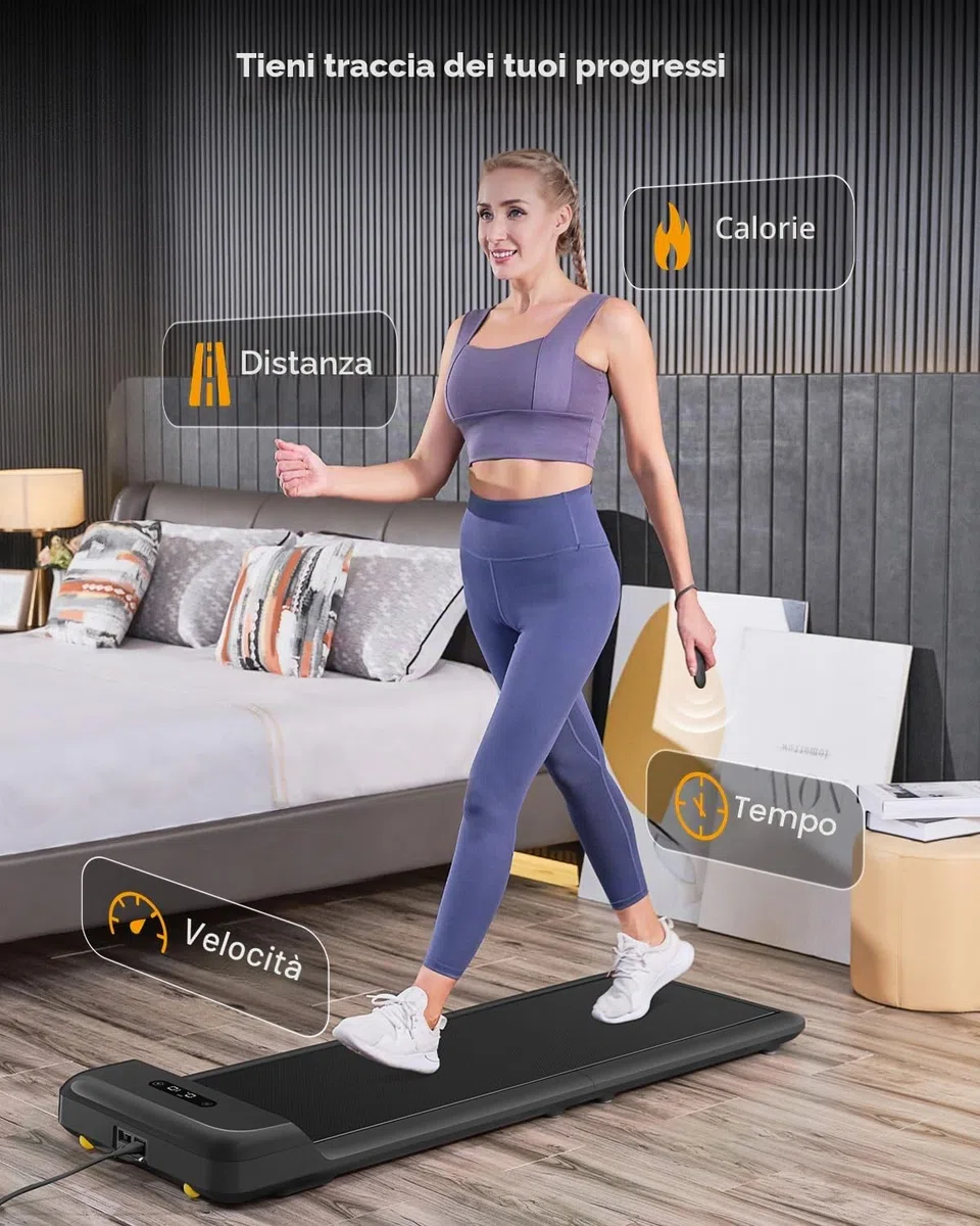 WALKINGPAD Tapis Roulant C2 (S1), Tapis Roulant Elettrico Pieghevole Sotto la Scrivania, 6 km/h, per Casa e Ufficio, con Telecomando e App