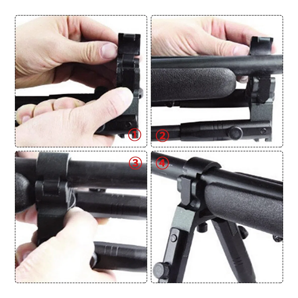 Bipiede tattico con Attacco a Botte Bipod 8-10 Pollici - Tirante a Molla Estensibile Regolabile per carabina ad Aria compressa