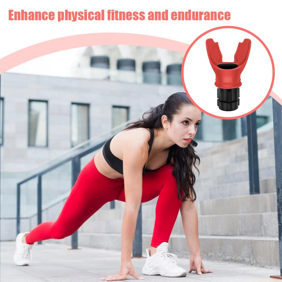 IKOPFLN Breath Trainer, Allenatore di Respirazione, Allenatore Polmonare per Esercizi Polmonari, Lung Trainer con Resistenza Regolabile, Migliora Della Qualità del Sonno (Rosso)