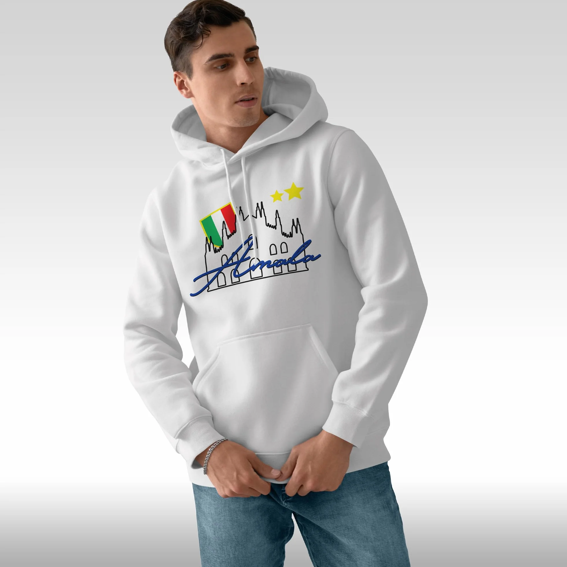 Felpa Amala Scudetto Italia – Felpa Sportiva Celebrativa con Cappuccio Regolabile – Cotone Felpato – Made in Italy