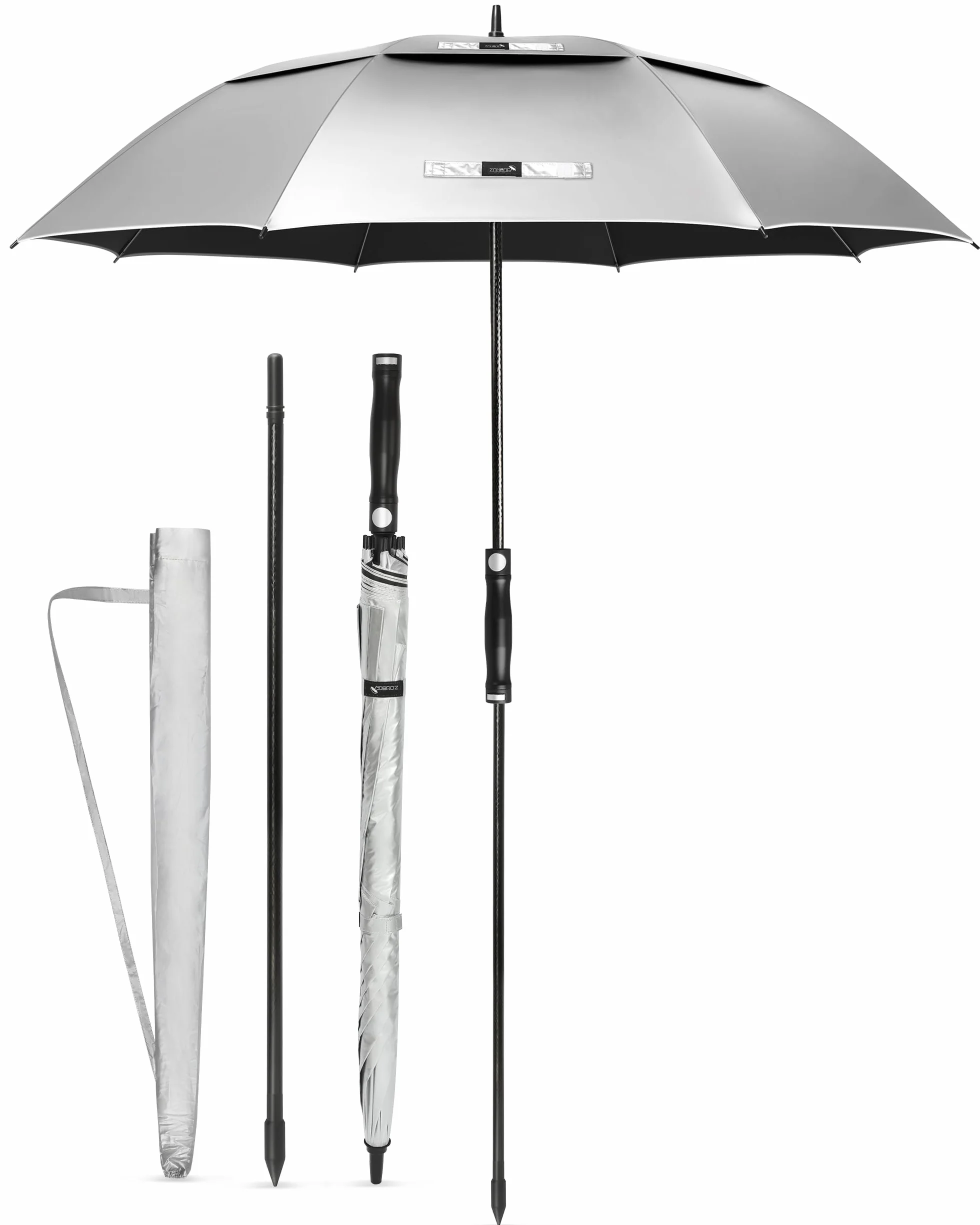 ZOMAKE UV Ombrello da Golf 172/157cm,Ombrello Golf Grande Protezione UV UPF 50+,Grandi Ombrello Pioggia Antivento Robusto Con Barra di Estensione,XXL/XL Ombrelli Automatico Per Uomo Donna