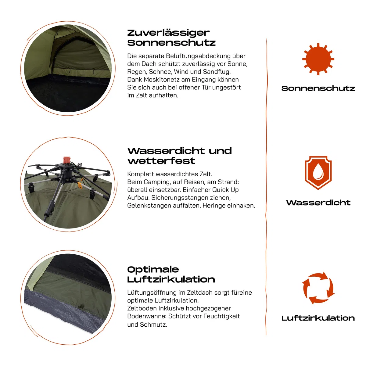 Lumaland Tenda da Campeggio | Tenda Pop Up Leggera | Tenda a Cupola per 2-3 Persone | Tenda Igloo per Trekking e Festival | Impermeabile 210x190x110cm | con 1 e 2 ingressi