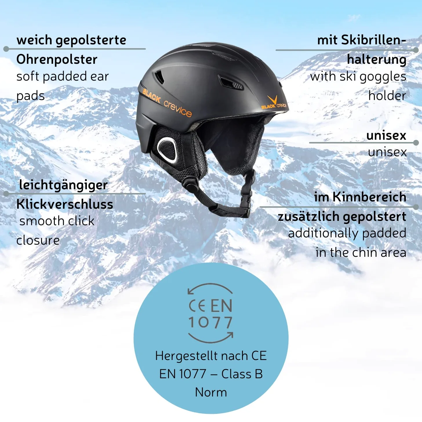 BLACK CREVICE Kitzbühel Casco da sci (Large, Nero Carbone)