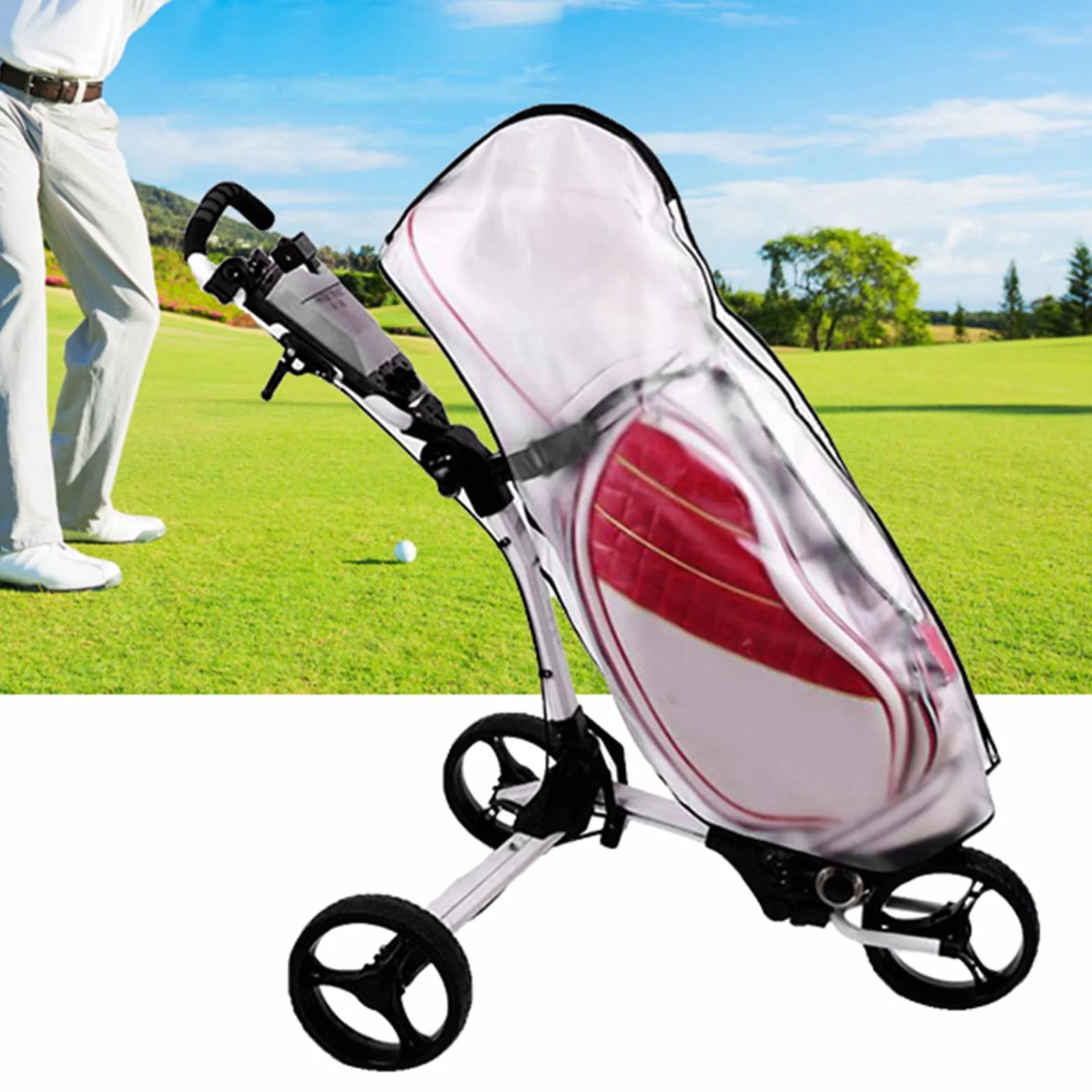 KENANLAN Copertura Antipioggia Borsa da Golf PVC Trasparente con Cerniera Universale