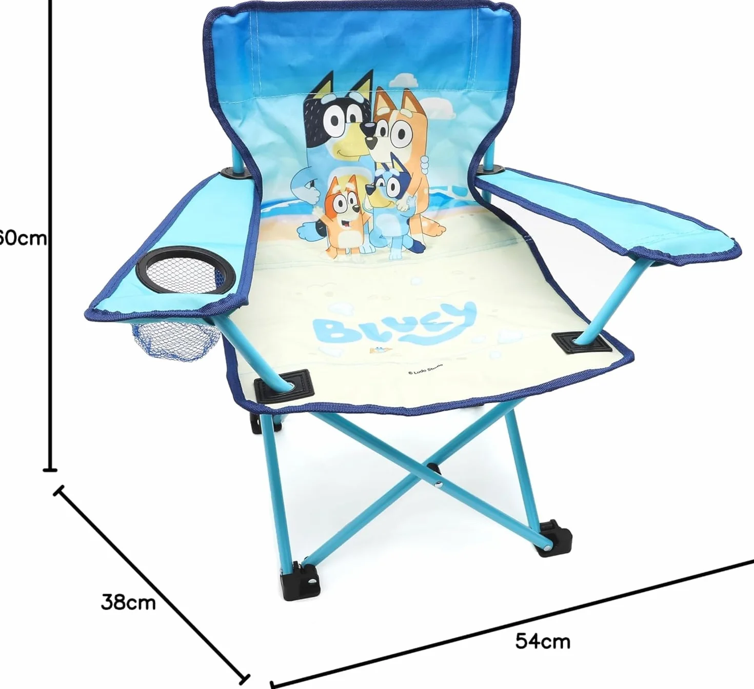 Toyland® Bluey & Bingo sedia da campeggio pieghevole per bambini con portabicchieri e borsa portaoggetti - Perfetta per gite in campeggio, spiaggia e giardino