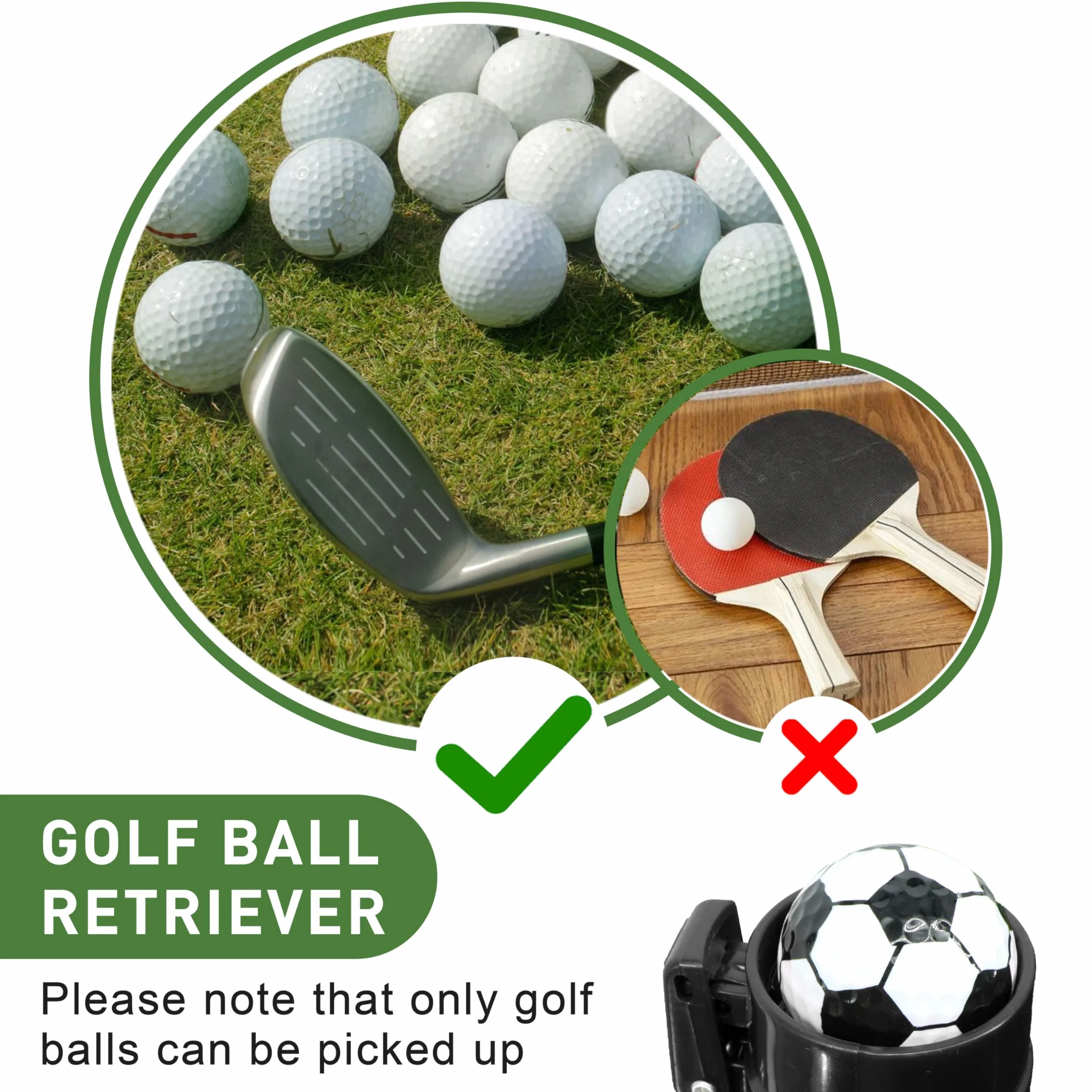 Raccoglitore palline da golf 80 cm tubo plastica