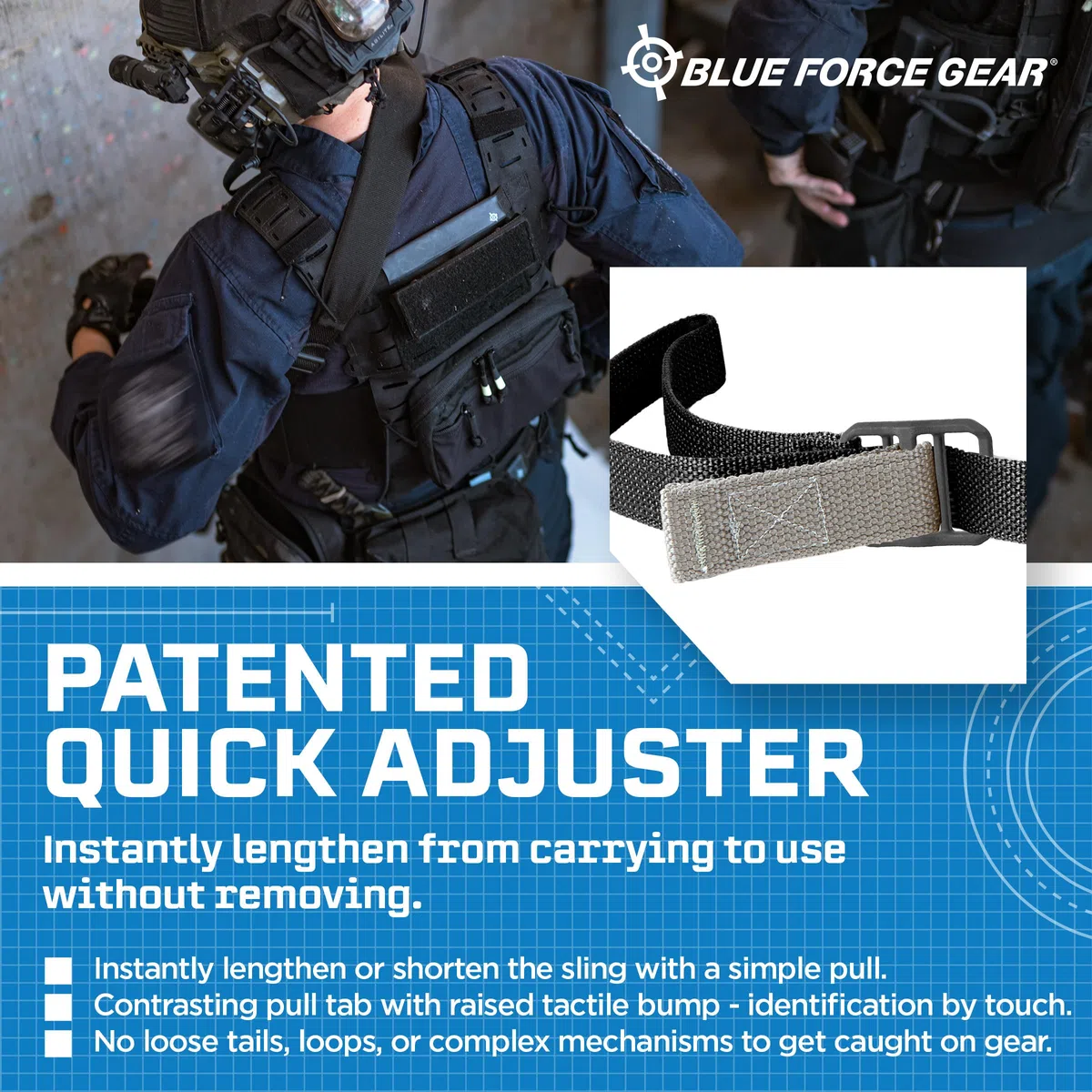 Blue Force Gear Vickers Padded Sling - Two Point Sling with Padded Straps, Adjustable,57-67 Inches - Black