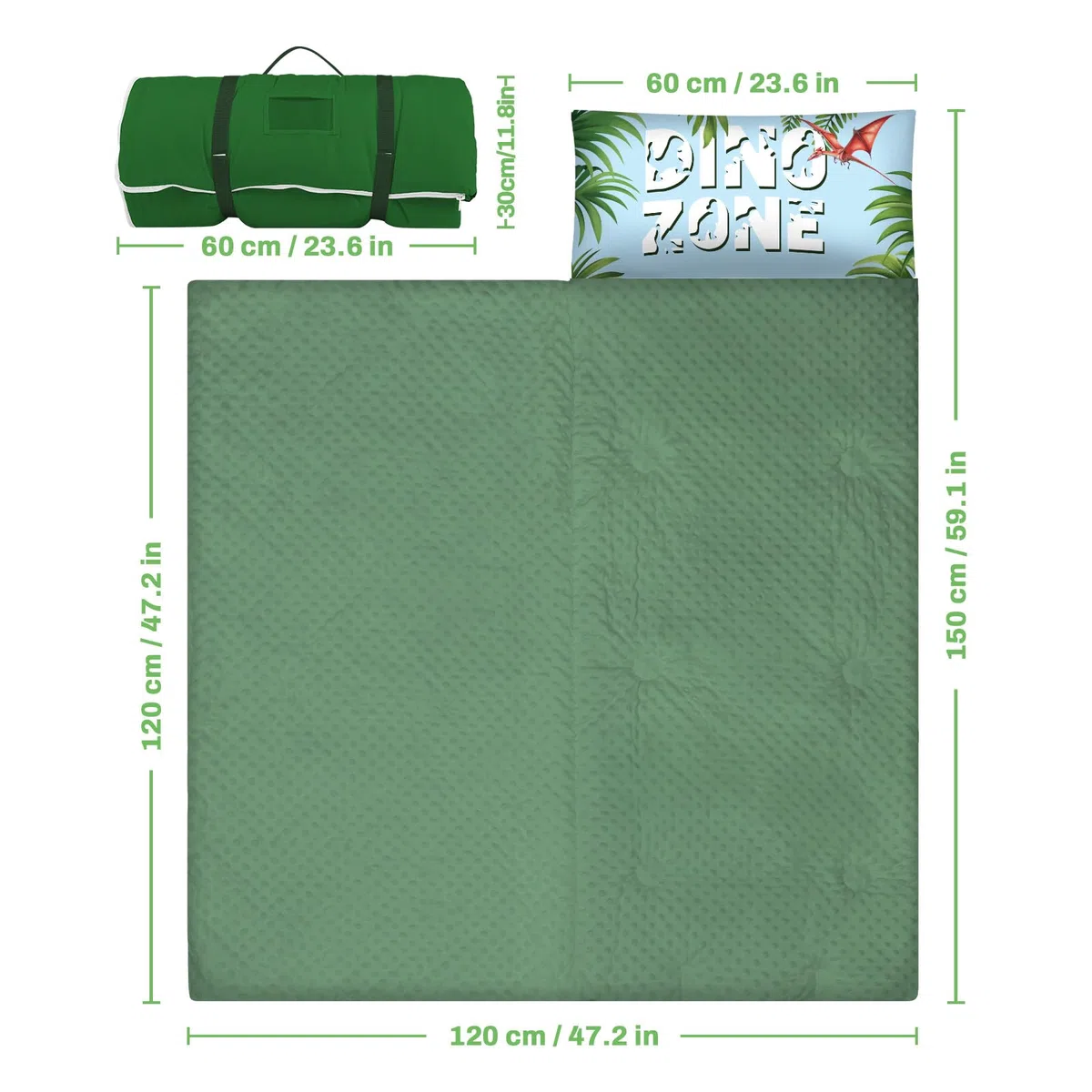 Sacco a Pelo per Bambini con Cuscino e Doppia Cerniera, 150x60 cm Nap Mat per Bambini, Ideale per Casa, Asilo, Scuola Materna e Campeggio