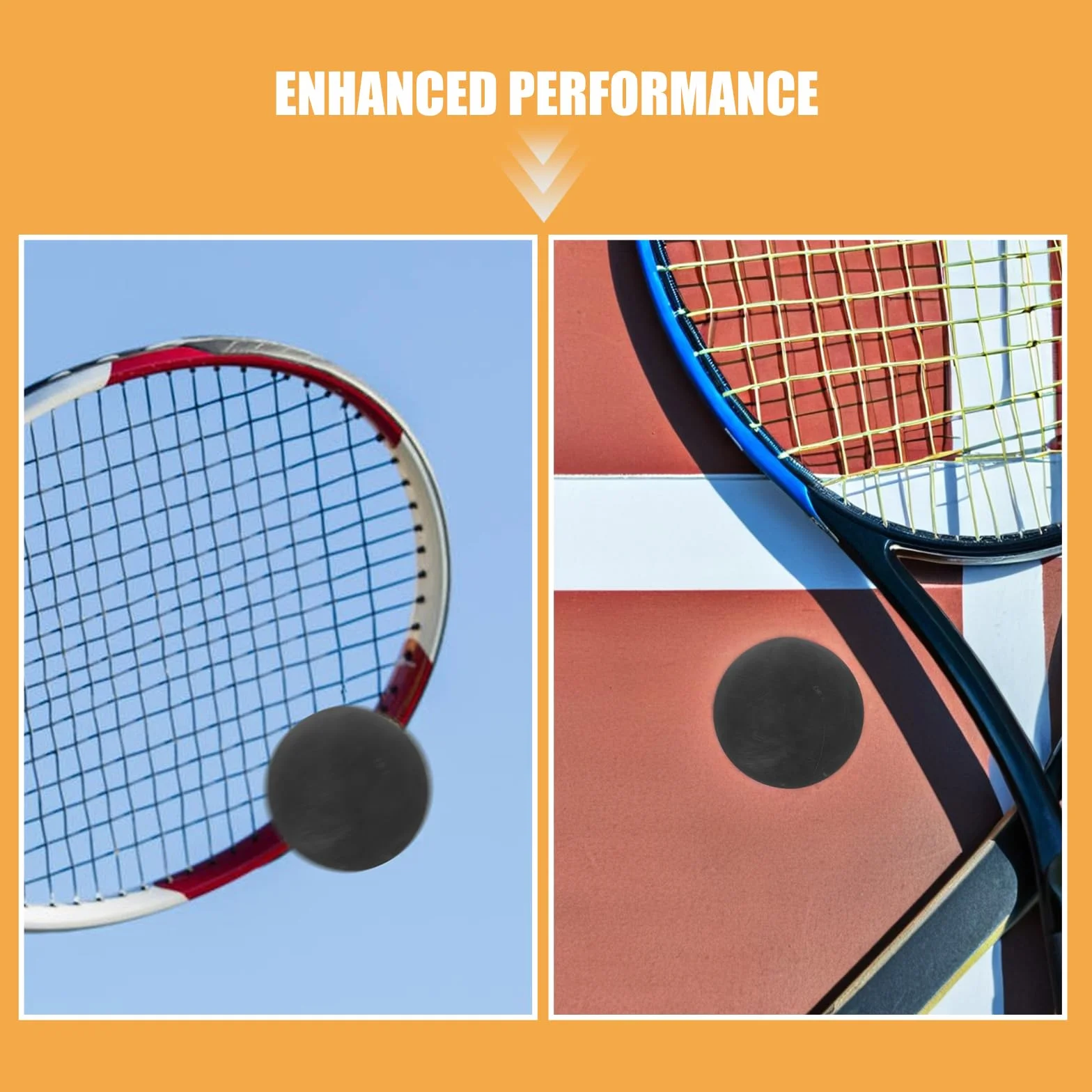 UKCOCO 6 Palline da Racquetball in Gomma Elastica Nere per Allenamento Squash e Giochi di Rimbalzo