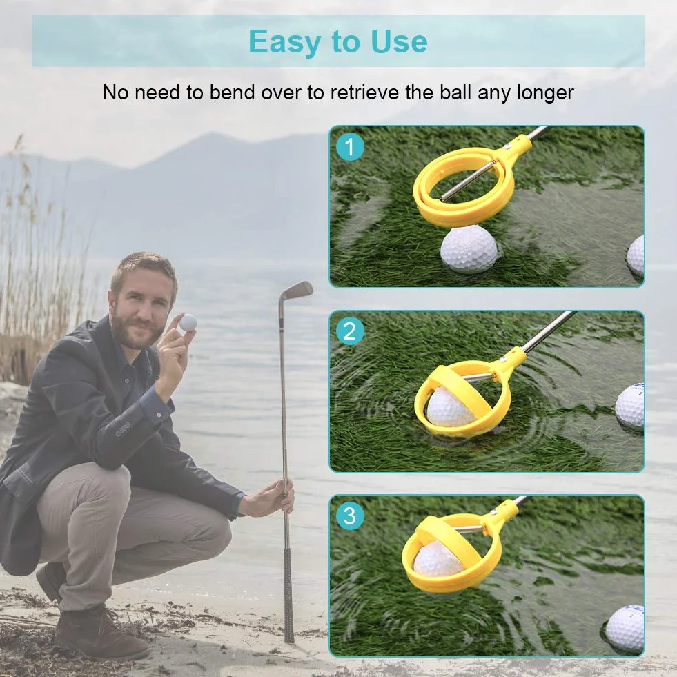 Yosoo Health Gear Raccoglitore di palline da golf, Pallina Da Retriever, Ball Retriever, Raccogli Palline, Pickup Telescopico per Palline Da, Acciaio inossidabile Golf Picker telescopico