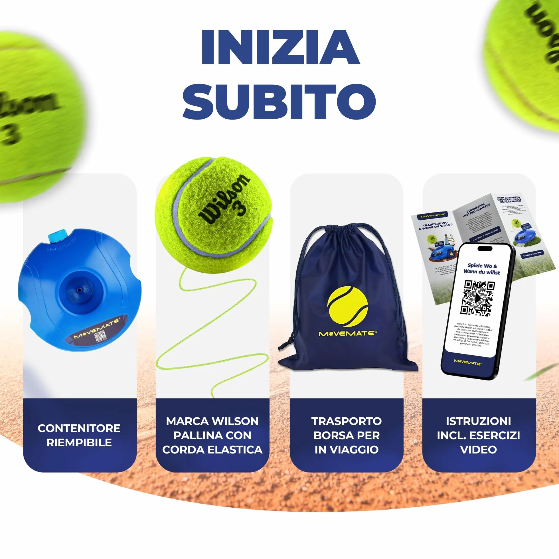 MOVEMATE Dispositivo di Allenamento Tennis/Padel con Pallina Wilson®