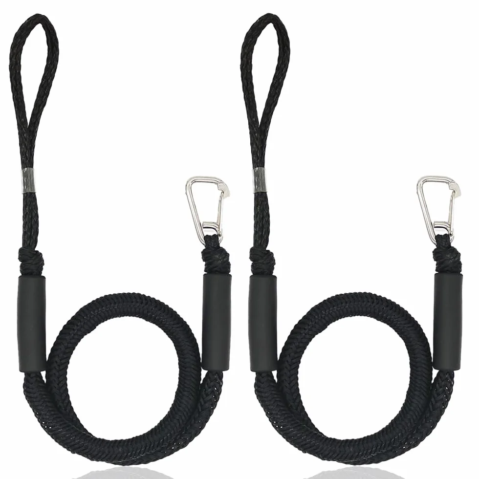 Bungee Dock Line Ormeggio Corda, Corda d'ormeggio, Cima Ormeggio, Linea di Ormeggio con Gancio per Barche, Kayak, Moto d'acqua, Pontoni, Canoe (Nero)