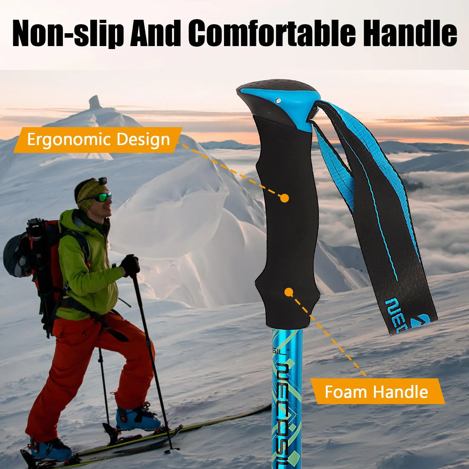 Bastoni da Trekking Pieghevoli Telescopici 107-131cm per Escursionismo