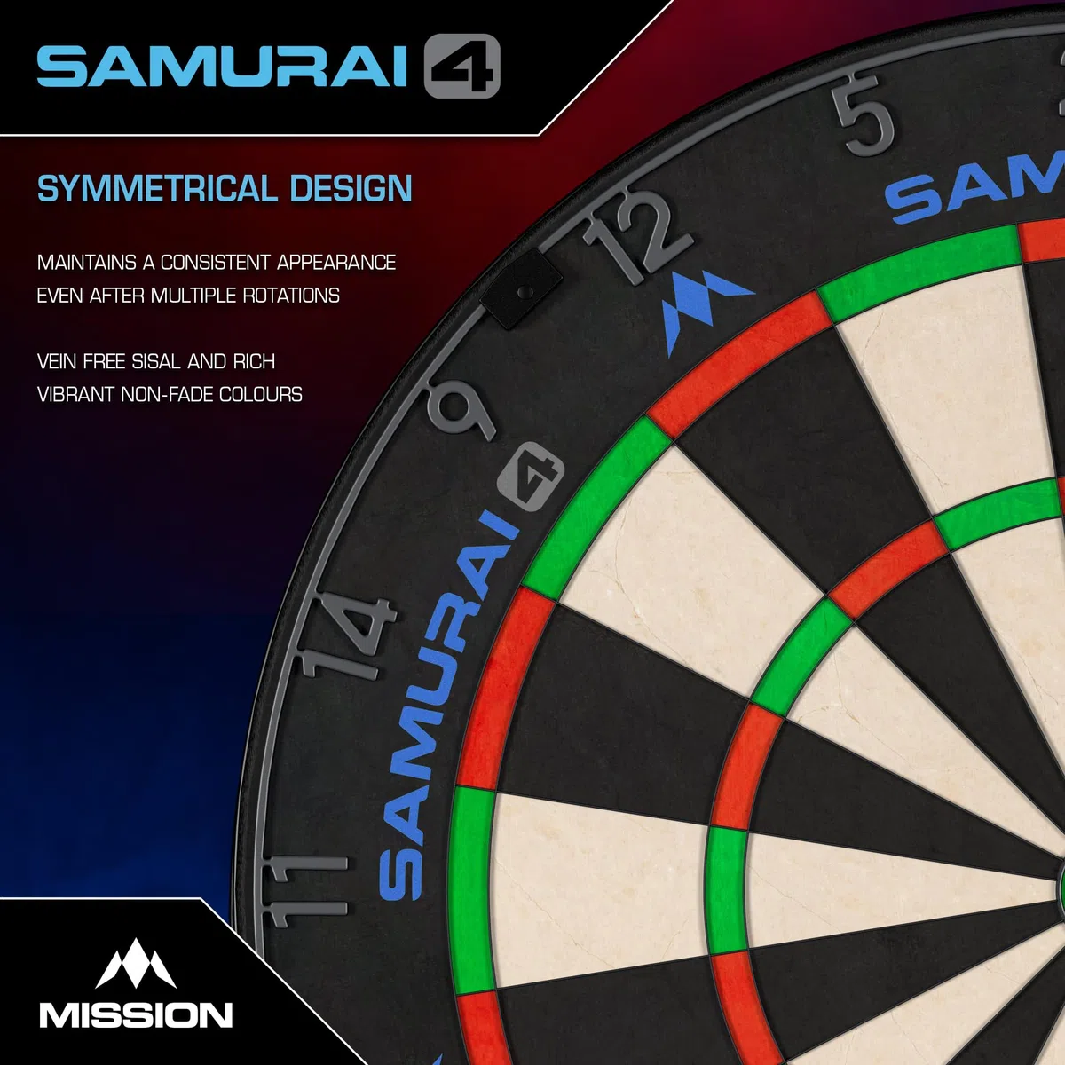 Mission Darts | Samurai 4 | Bersaglio professionale con setole | Filo per coltelli | White OR Graphite Spider Edition