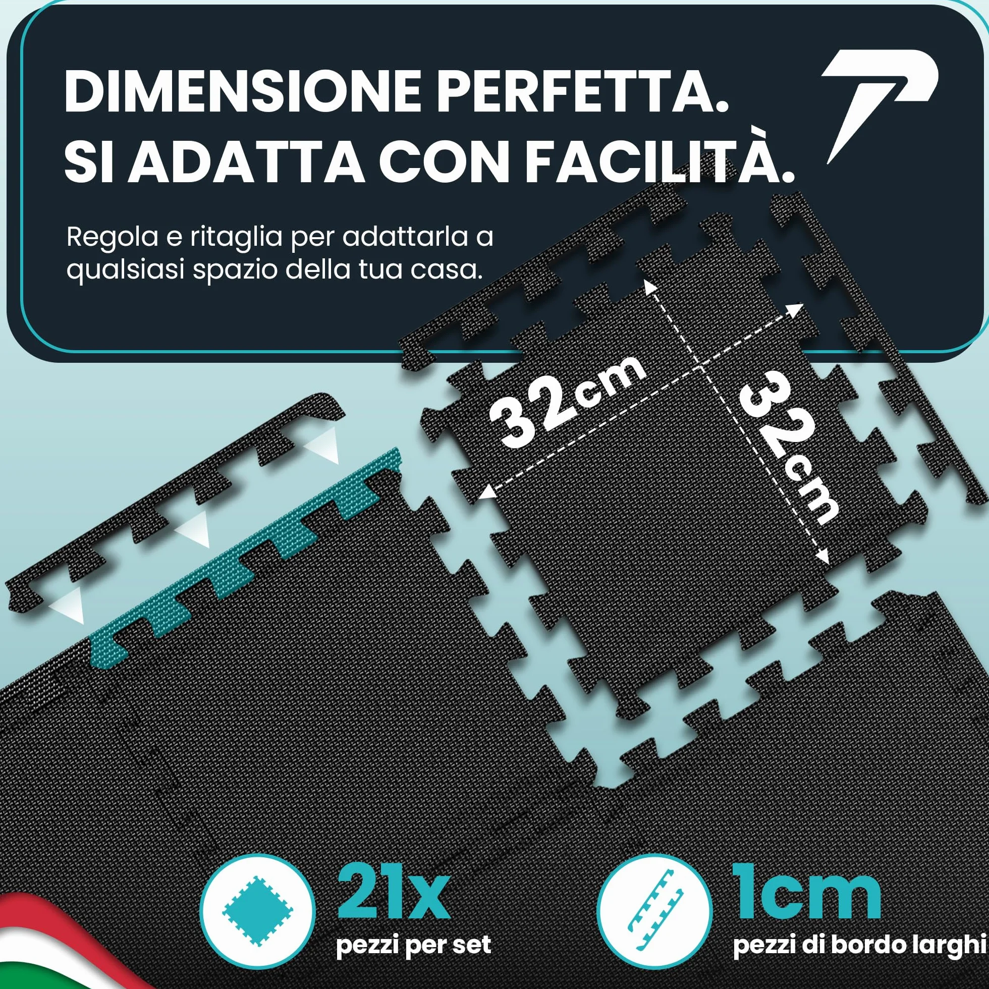 Tappeto Da Fitness A Puzzle Set Da 21 Tappetini Antiscivolo Palestra Componibile Protezione Antiurto Pavimenti