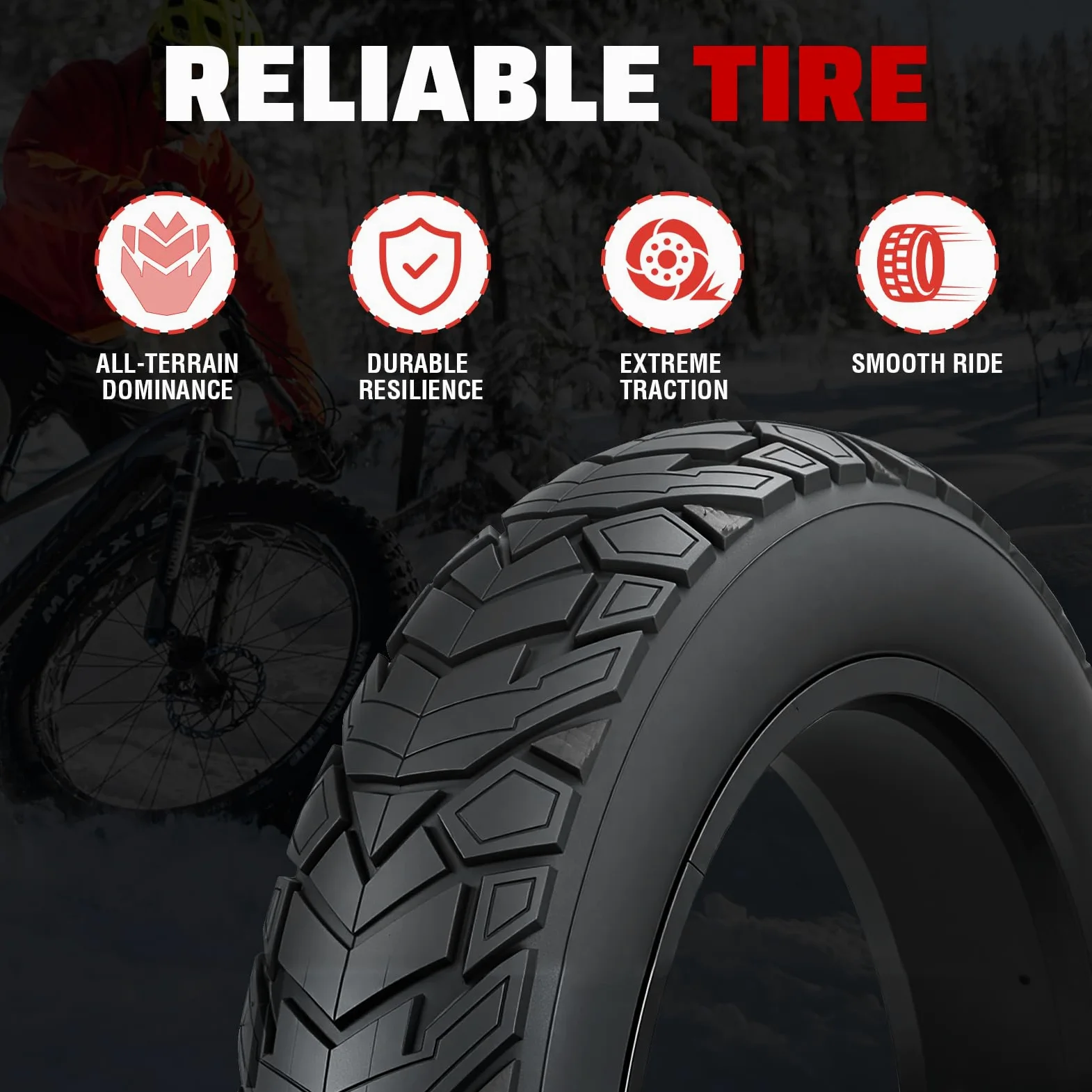 ZUKKA Fat Bike Tire 20/26 x 4,0 pollici Mountain Bike Tire Fat Tire 20/26 pollici Heavy Duty Deep Grooves Foldable Replacement All Terrain