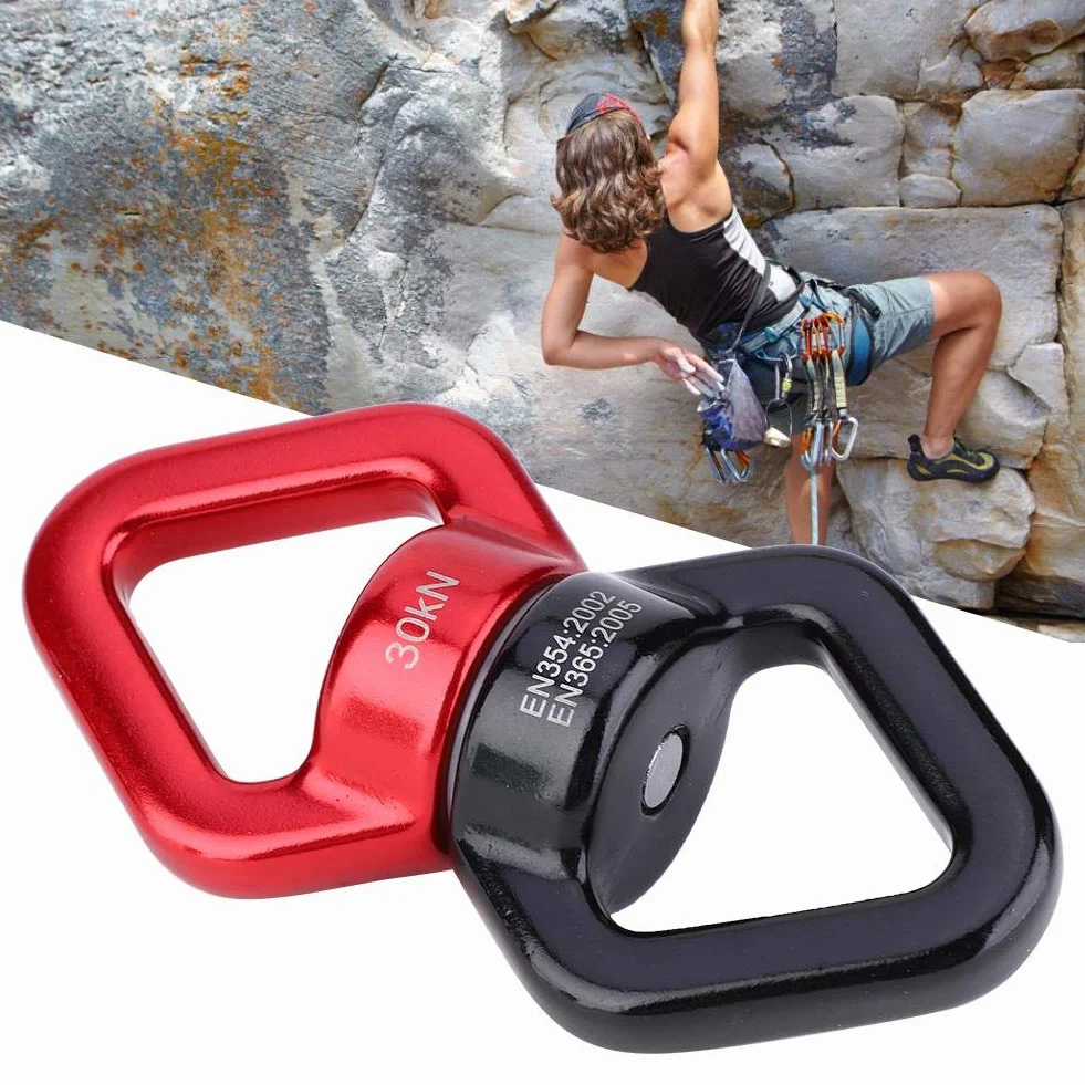 Gancio Girevole 30KN Dispositivo di Rotazione Esterno per Arrampicata su Roccia Rosso Nero
