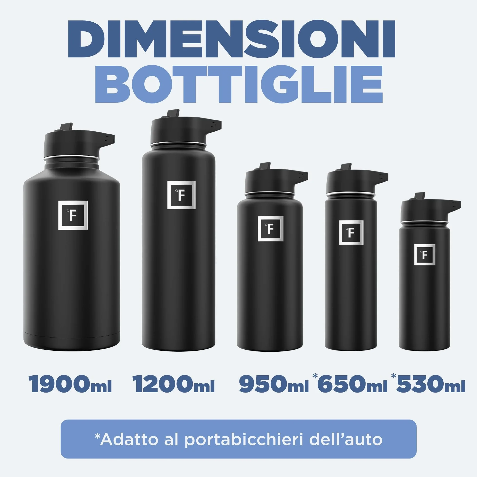 Iron Flask Borraccia sportiva 900 ml 3 coperchi acciaio inox isolato sottovuoto a doppia parete termica