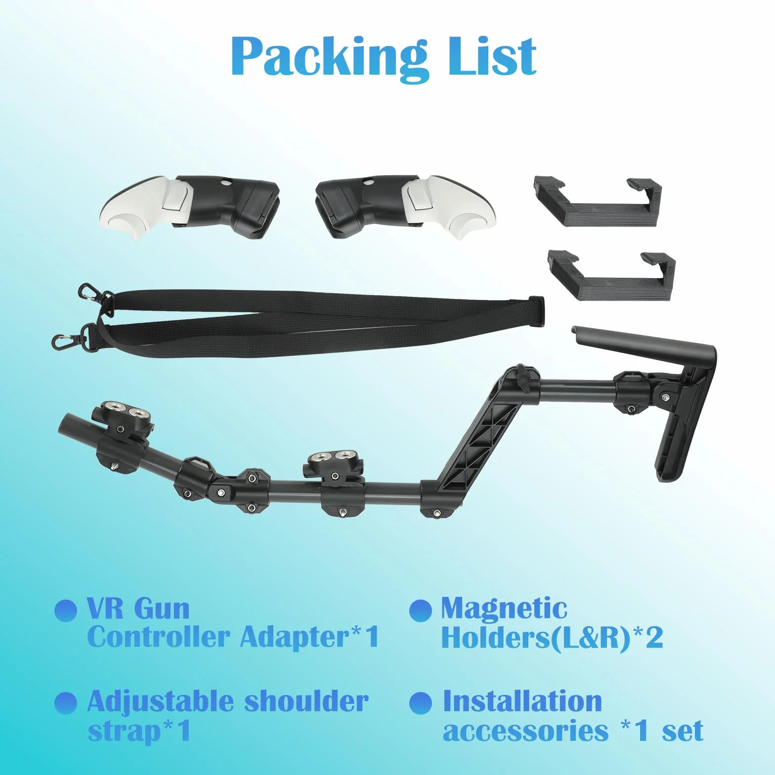 VR Gunstock per MetaQuest 3, pistola compatibile con impugnatura VR MetaQuest 3 per migliorare la stabilità e il controllo, adattatore magnetico (nero)