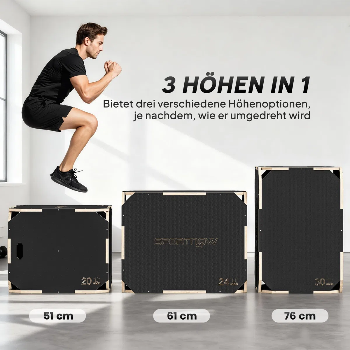 SPORTNOW Plyo Box - Cassetta per Saltare Step up jumpbox Unisex Adulto