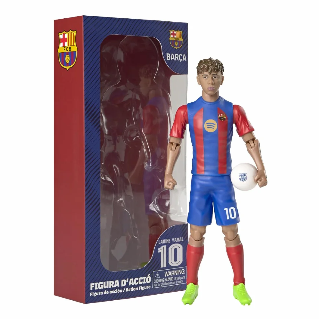 Megableu Statuetta Calcio YAMAL 20 cm Figura Calciatore Realistico Articolato Licenza Ufficiale 10 Punti Articolazione Giocattolo FC Barcellona Idea Regalo