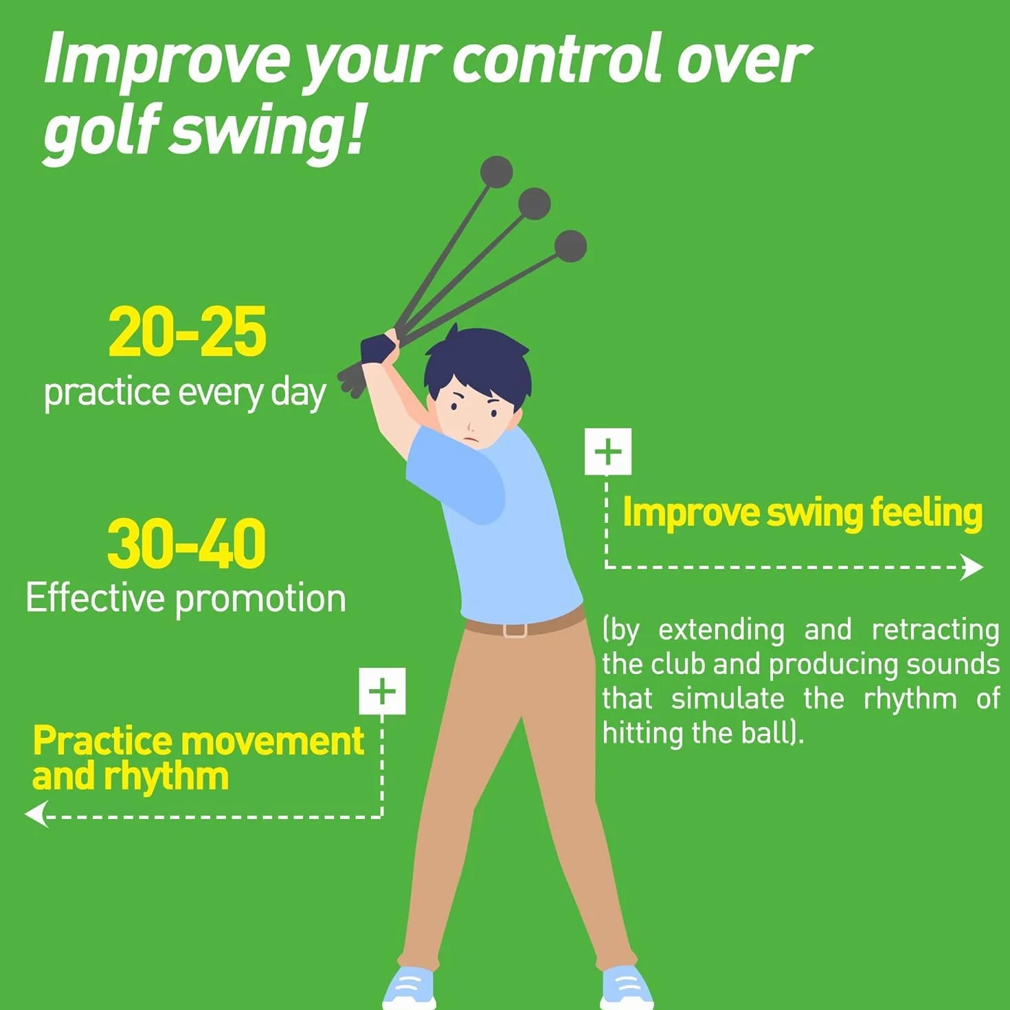 Rhythm Click Golf Swing Trainer Telescopico Warm Up