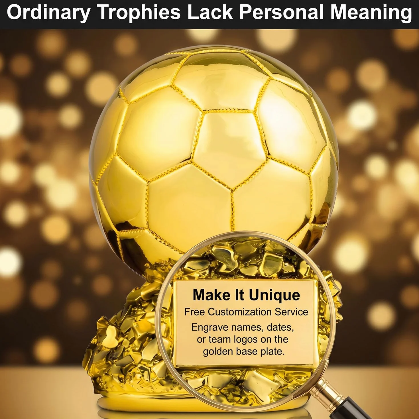 Trofeo Gol Dorato Replica, Premio Miglior Giocatore, Trofeo MVP in Resina per Tifosi di Calcio