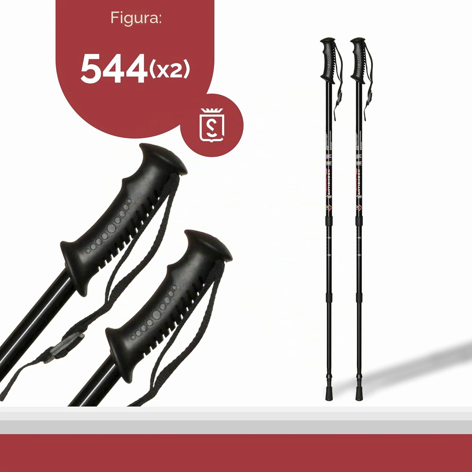 Bastoncini Trekking Telescopici Alluminio 65-135cm Antiurto per Viaggio Camminare Trail Alpinismo