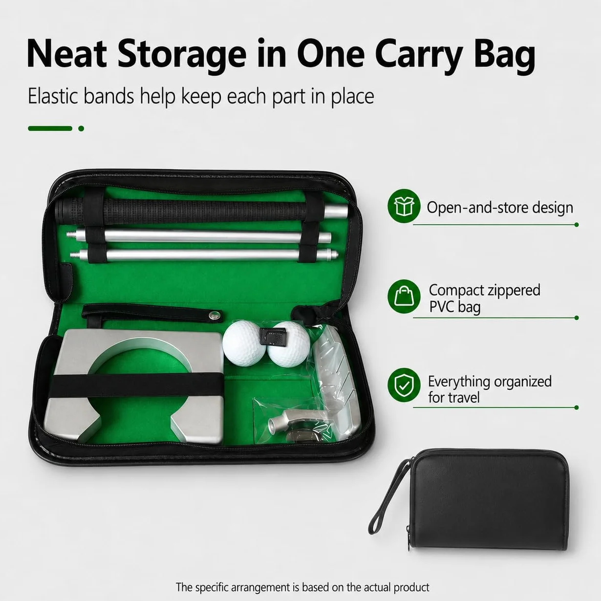 Kit Golf Putter VOBOR Portatile Lega di Zinco con 2 Palline e Borsa per Practice Indoor