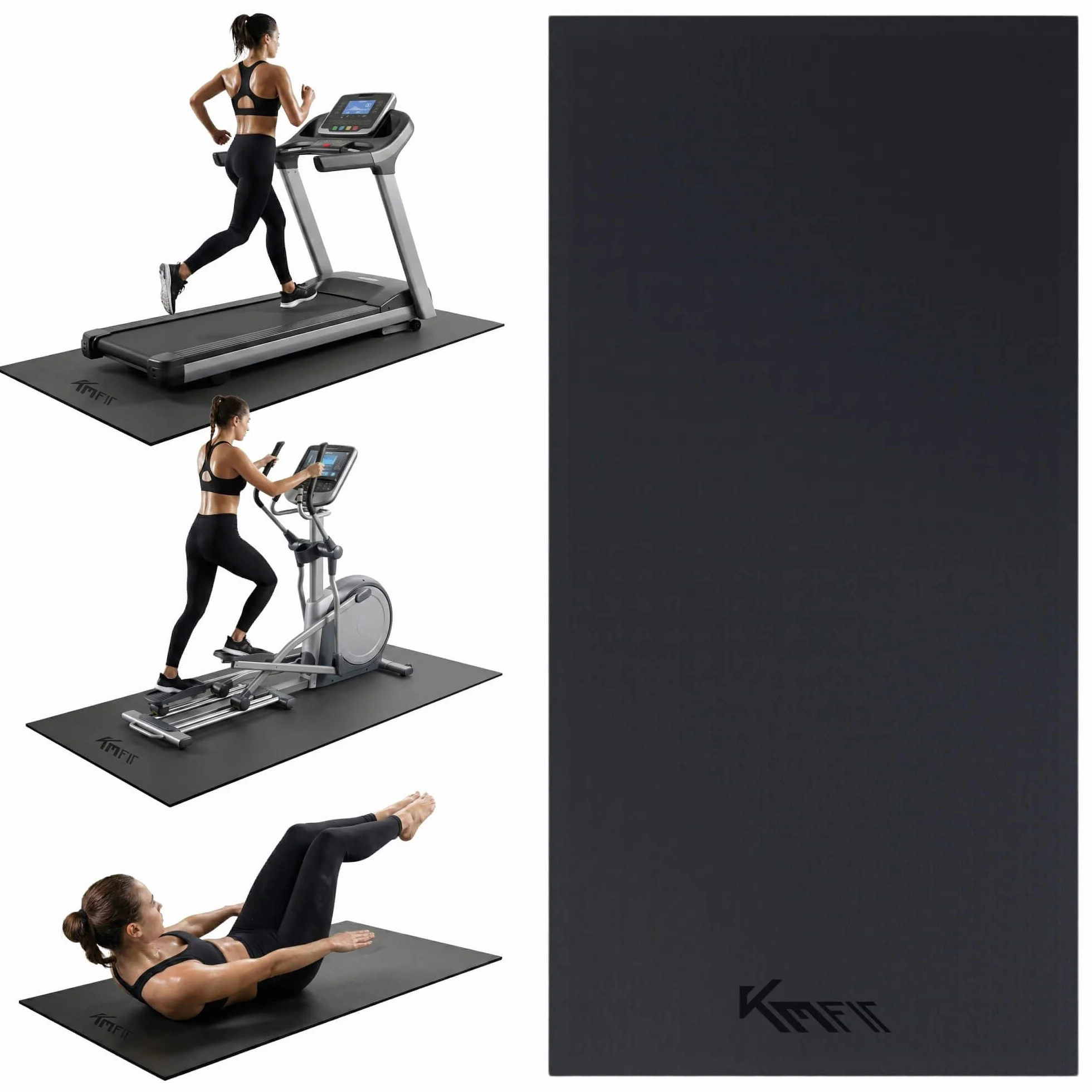 KM-Fit Tappetino Protettivo Fitness | Antiscivolo per Attrezzi Fitness | Isolante Acustico e Antivibrante | Tappetino per Yoga, Pilates ed Esercizi | 4 Misure Disponibili