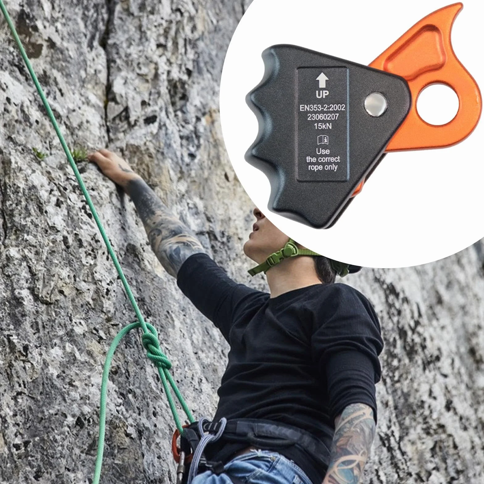 Dispositivo di Sicurezza anticaduta con bloccante per Arrampicata su Corda, Attrezzatura per impieghi gravosi