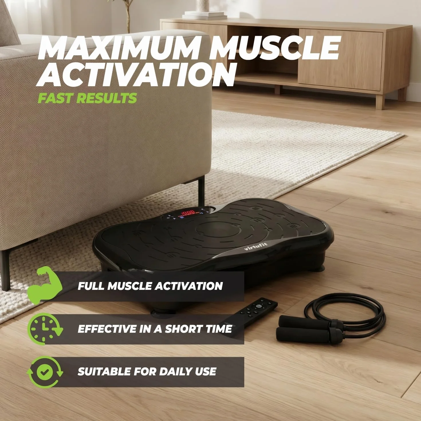 VirtuFit Piastra vibrante fitness – Fitness Powerplate – 10 programmi di allenamento – 99 velocità – Attrezzo per allenamento di resistenza