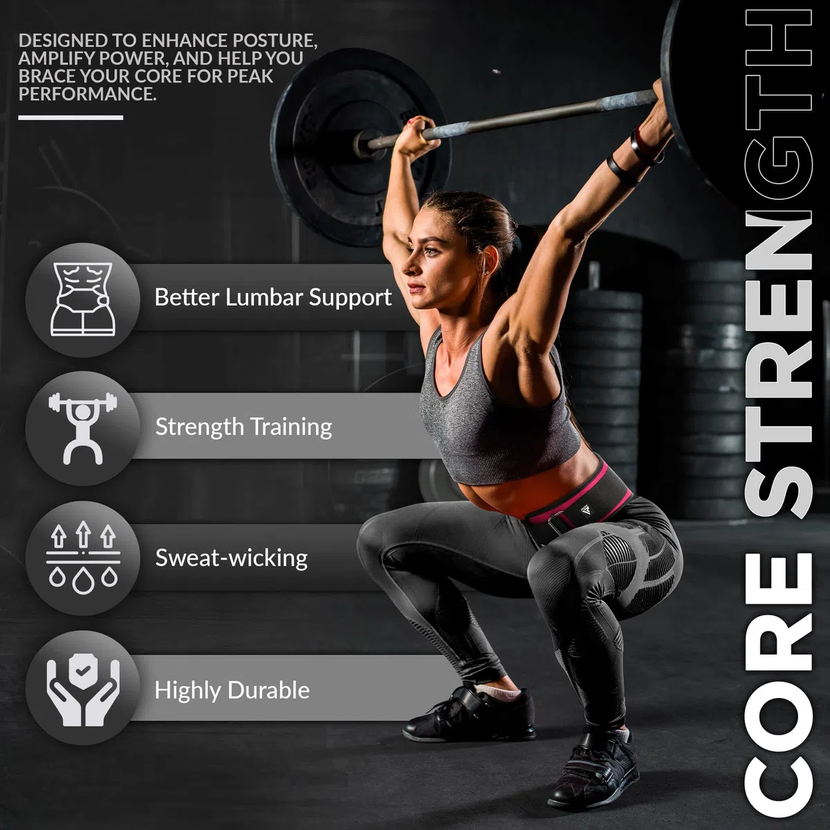 RDX Palestra Cintura Muscolazione Sollevamento Pesi per Donne 6.5" Curva Supporto lombare Imbottito, Allenamento Deadweight Auto Bloccaggio, Powerlifting Sollevamento Fitness Gym Esercizio