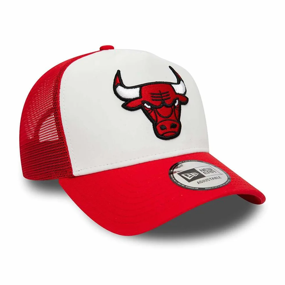 New Era Chicago Bulls NBA A-Frame Adjustable Trucker Cap White Red