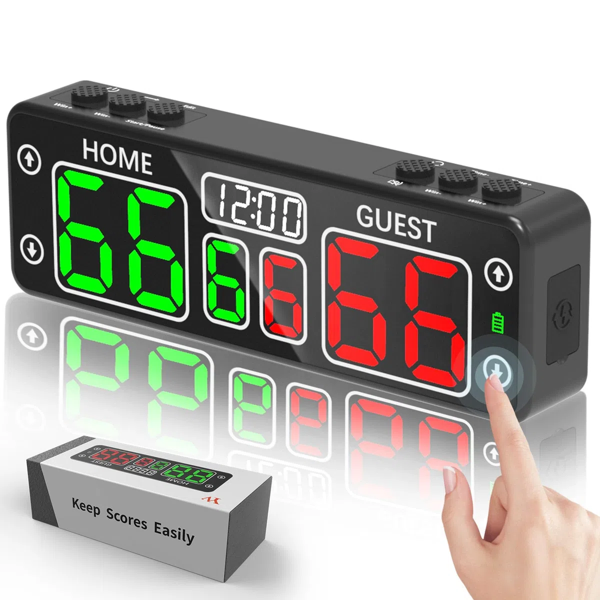 YZ Tabellone segnapunti digitale aggiornato con timer per conto alla rovescia, tabellone segnapunti portatile magnetico a LED, tabellone segnapunti a batteria wireless, segnapunti elettronico per