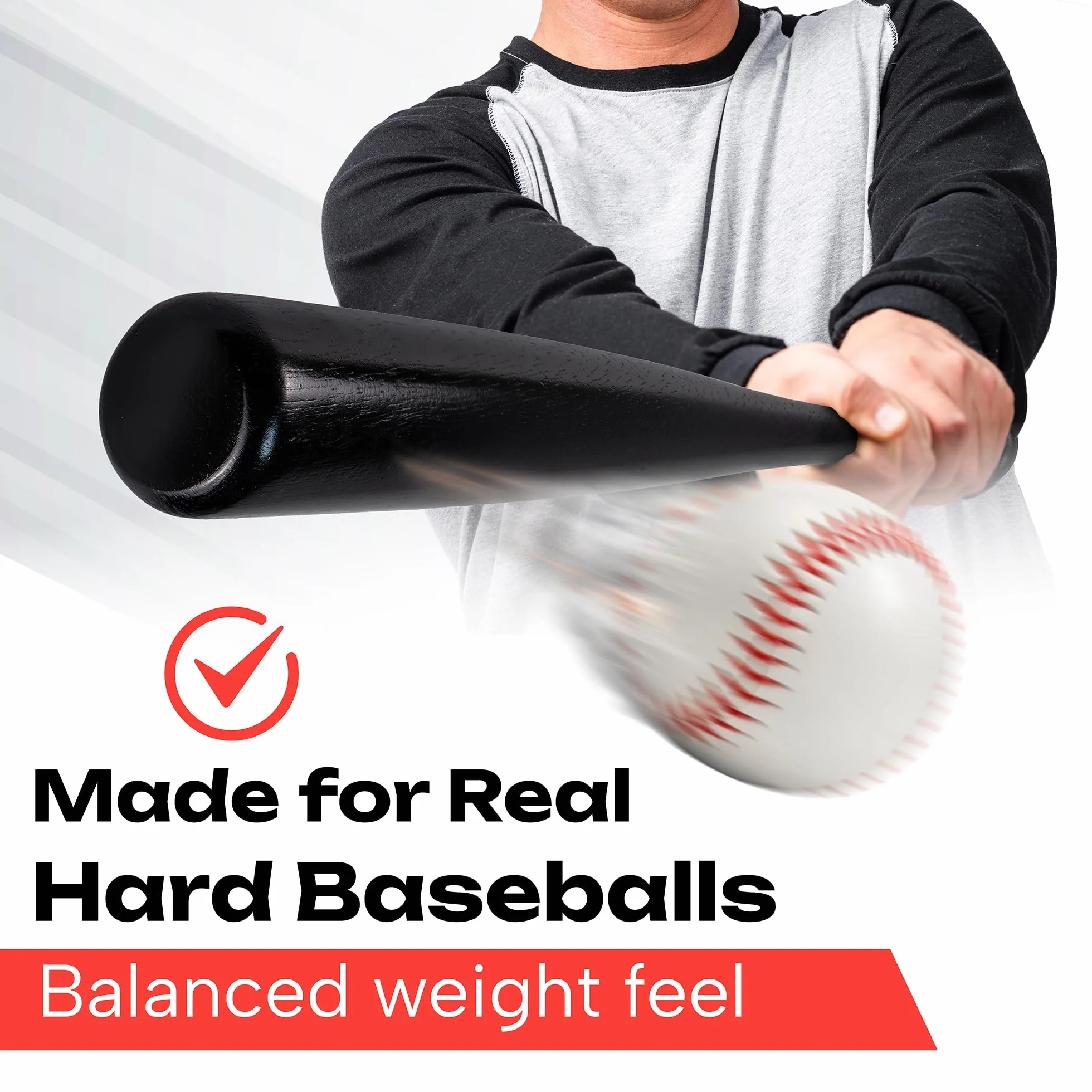Mazza da baseball Redfield legno solido 76 cm 30 pollici naturale nero