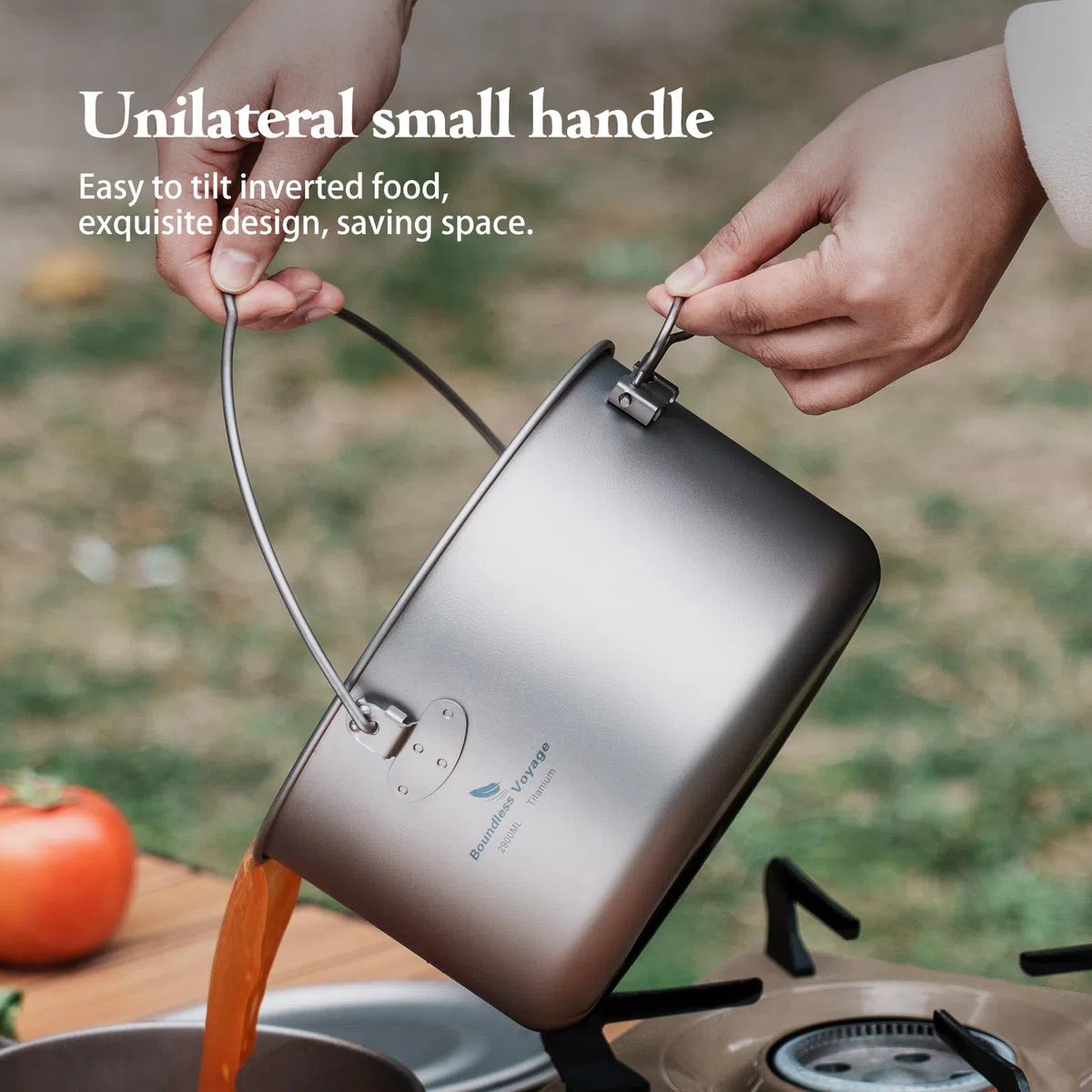 Boundless Voyage Vaso da campeggio in titanio, 1,3 l, 1,95 l, 2,9 l, con coperchio, per esterni, leggero, per la zuppa, per il falò, da appendere, per le escursioni, per la cucina portatile