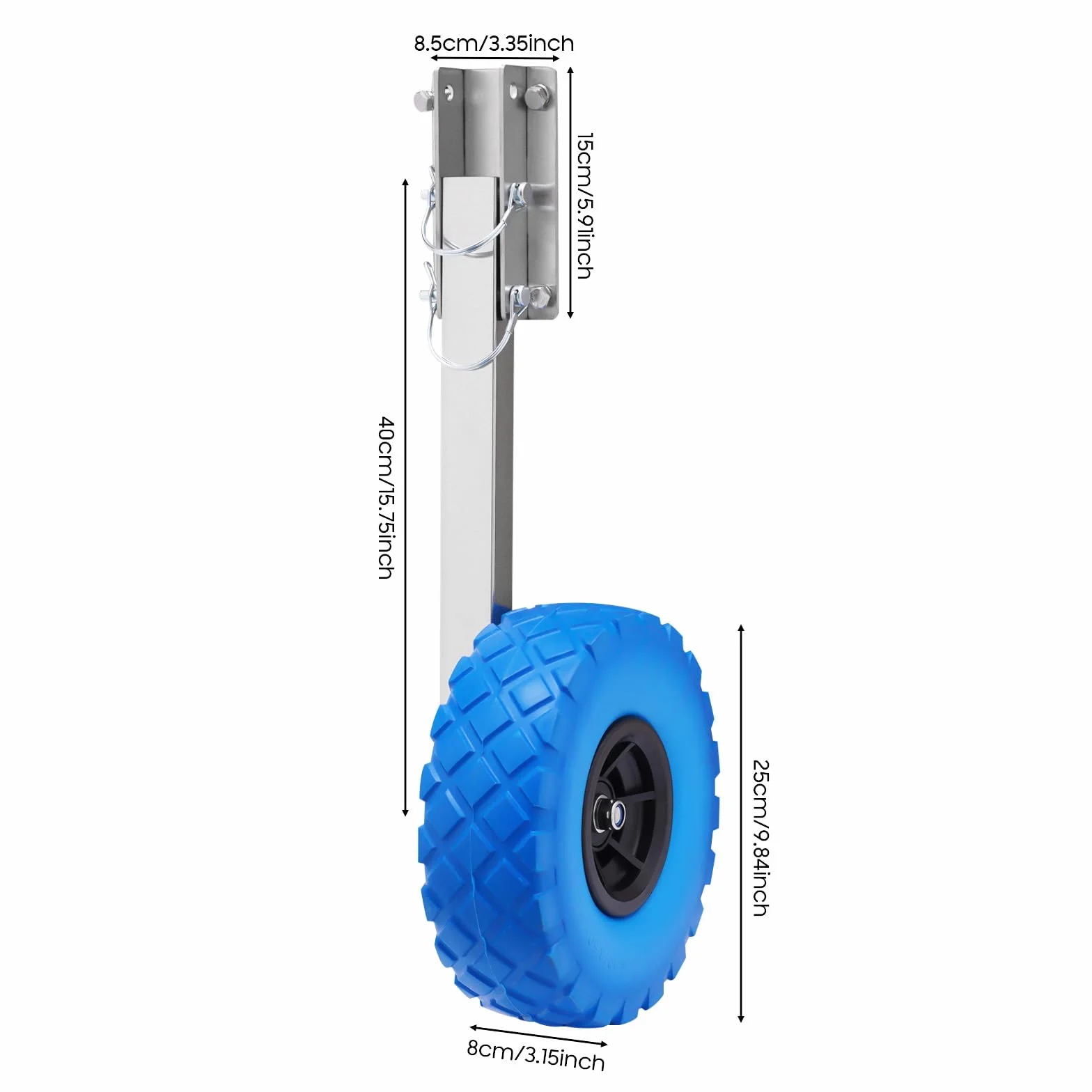 Ruote posteriori in acciaio inox, ruote gonfiabili da 40 cm, ruote gonfiabili fino a 150 kg, per gommoni e rimorchi
