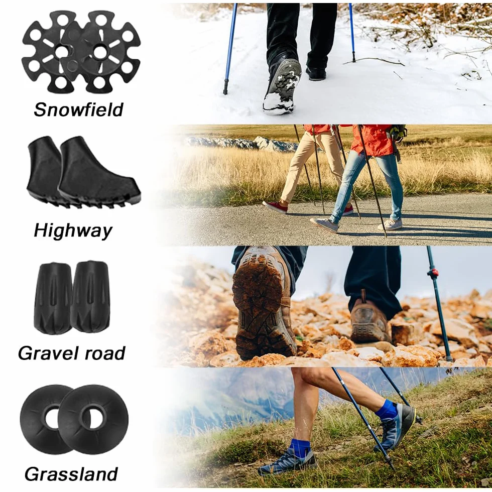 Bastoni da Trekking Pieghevoli Telescopici 107-131cm per Escursionismo