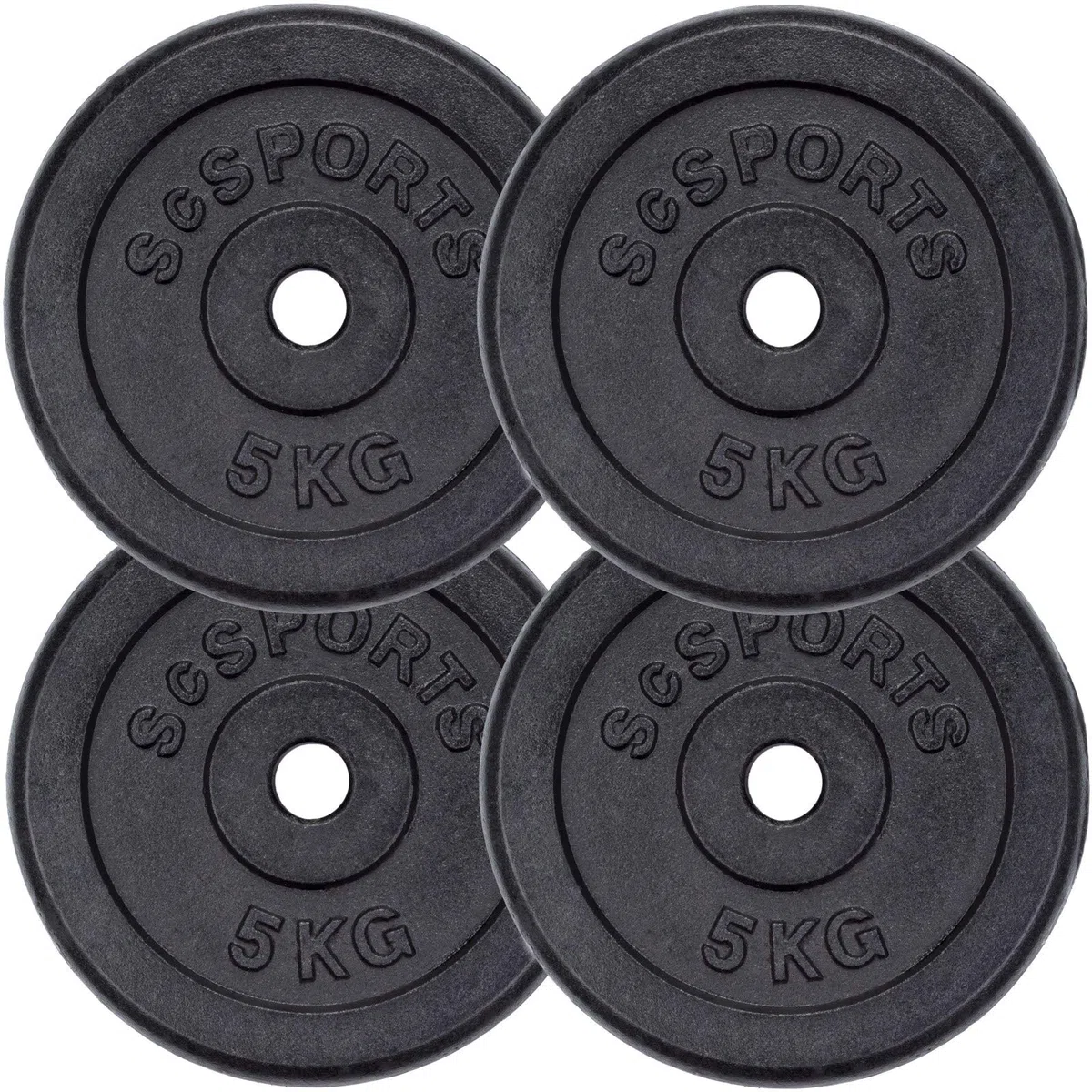 ScSPORTS - Pesi per bilanciere in ghisa, 4 x 5 kg, Diametro Foro 30 mm
