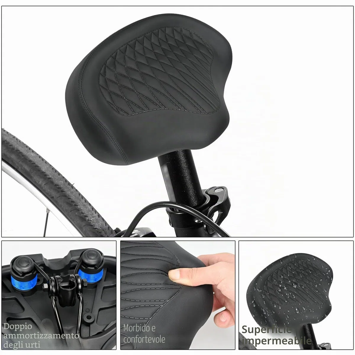 KOOOGEAR Sella per bicicletta da uomo e da donna, comoda, extra larga, traspirante, ergonomica, universale, ricambio per bici da città, Ebike, cyclette, mountain bike